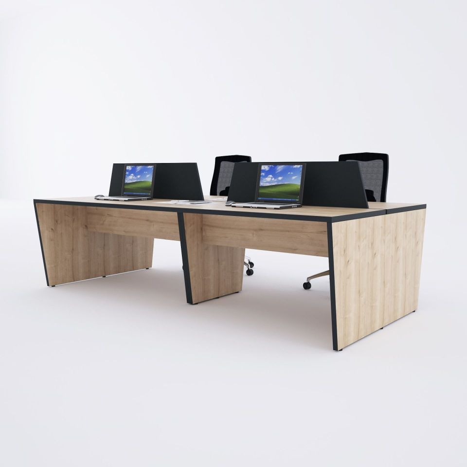 Panel Dörtlü Çalışma Masası 320x140 - Meşe
