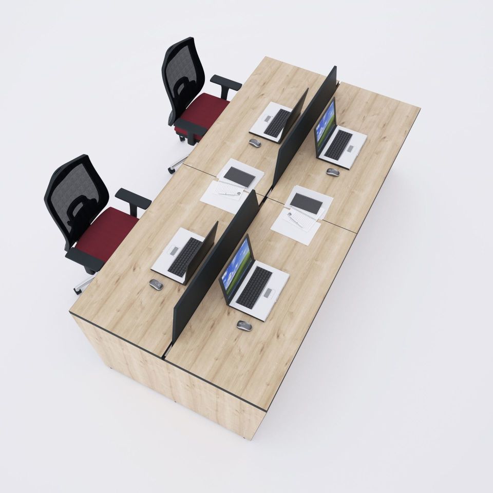 Panel Dörtlü Çalışma Masası 320x140 - Meşe