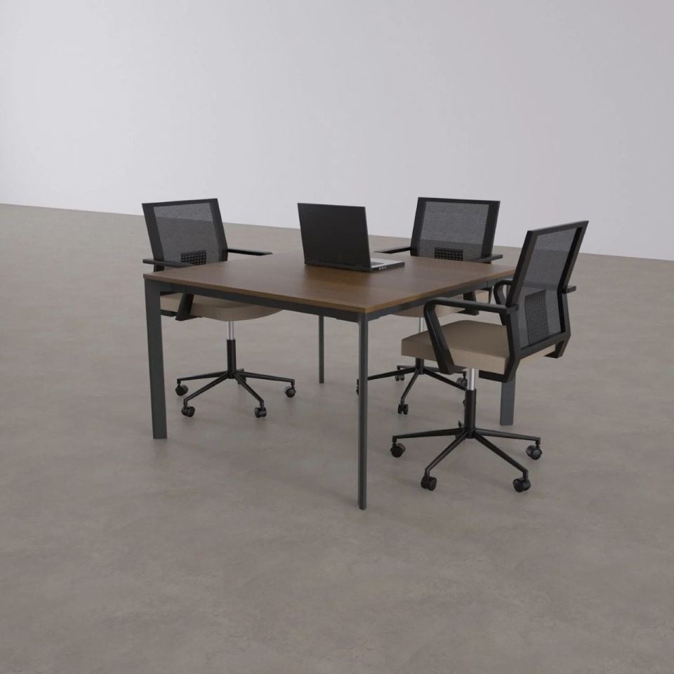 Five Kare Toplantı Masası S 120x120 - Ceviz