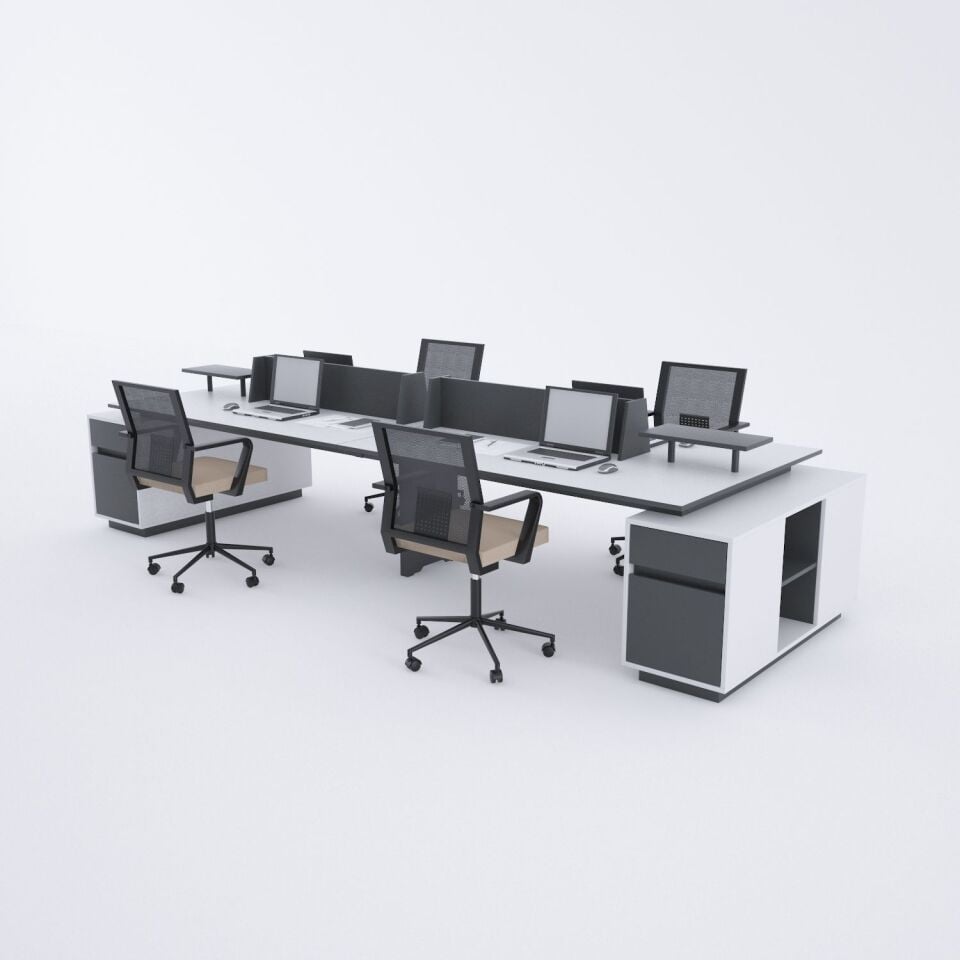 UNIT DÖRTLÜ KESONLU ÇALIŞMA MASASI