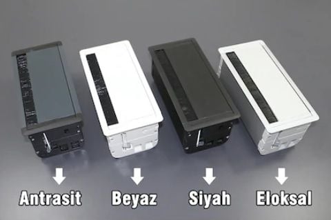 Masa Üstü Priz Kutusu (Alüminyum) Eko-Siyah