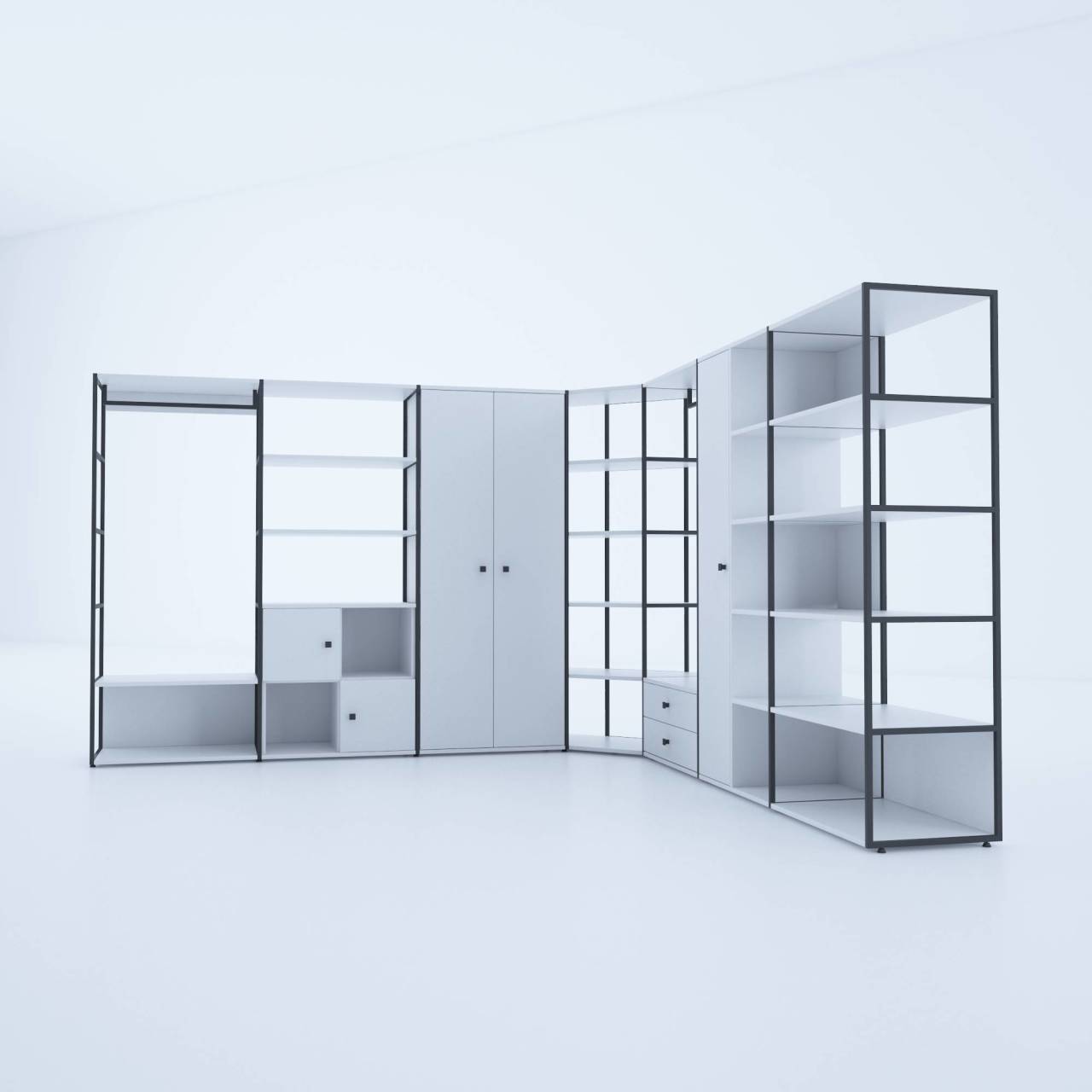 Cube Giysi Dolabı Köşeli Set