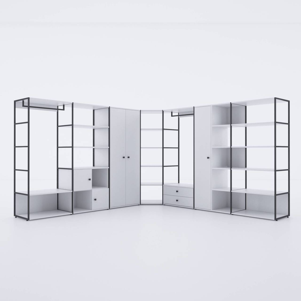 Cube Giysi Dolabı Köşeli Set