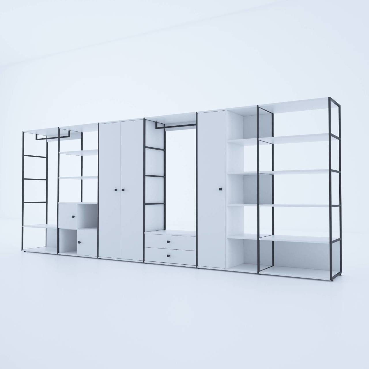 Cube Giysi Dolabı Düz Set