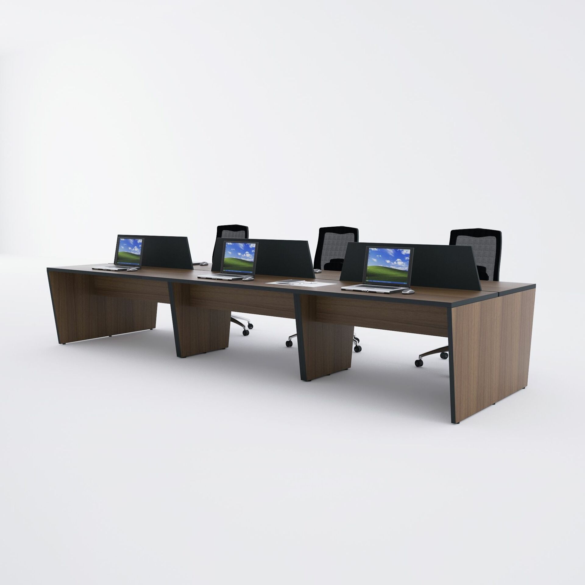 Panel Altılı Çalışma Masası-Meşe