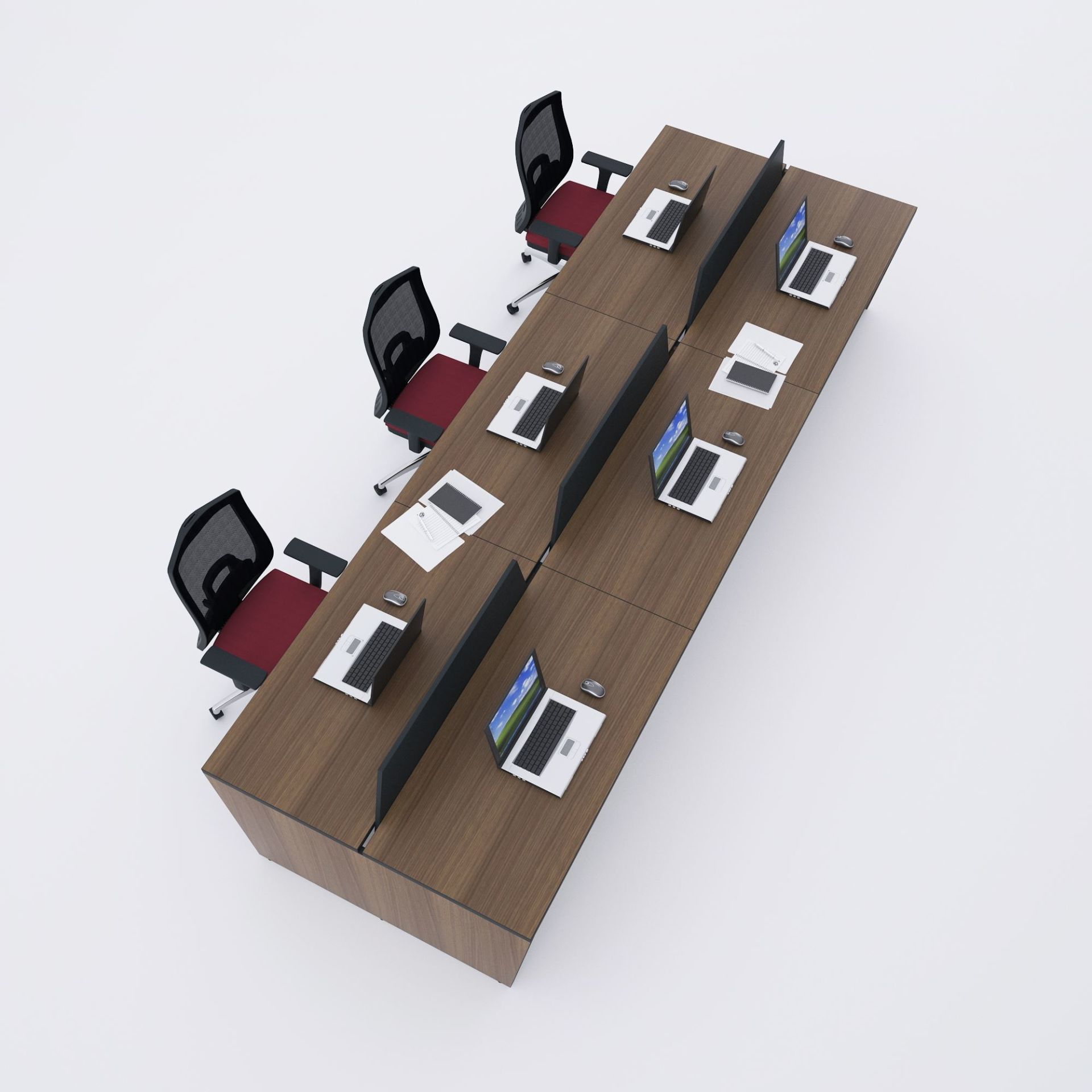Panel Altılı Çalışma Masası-Ceviz