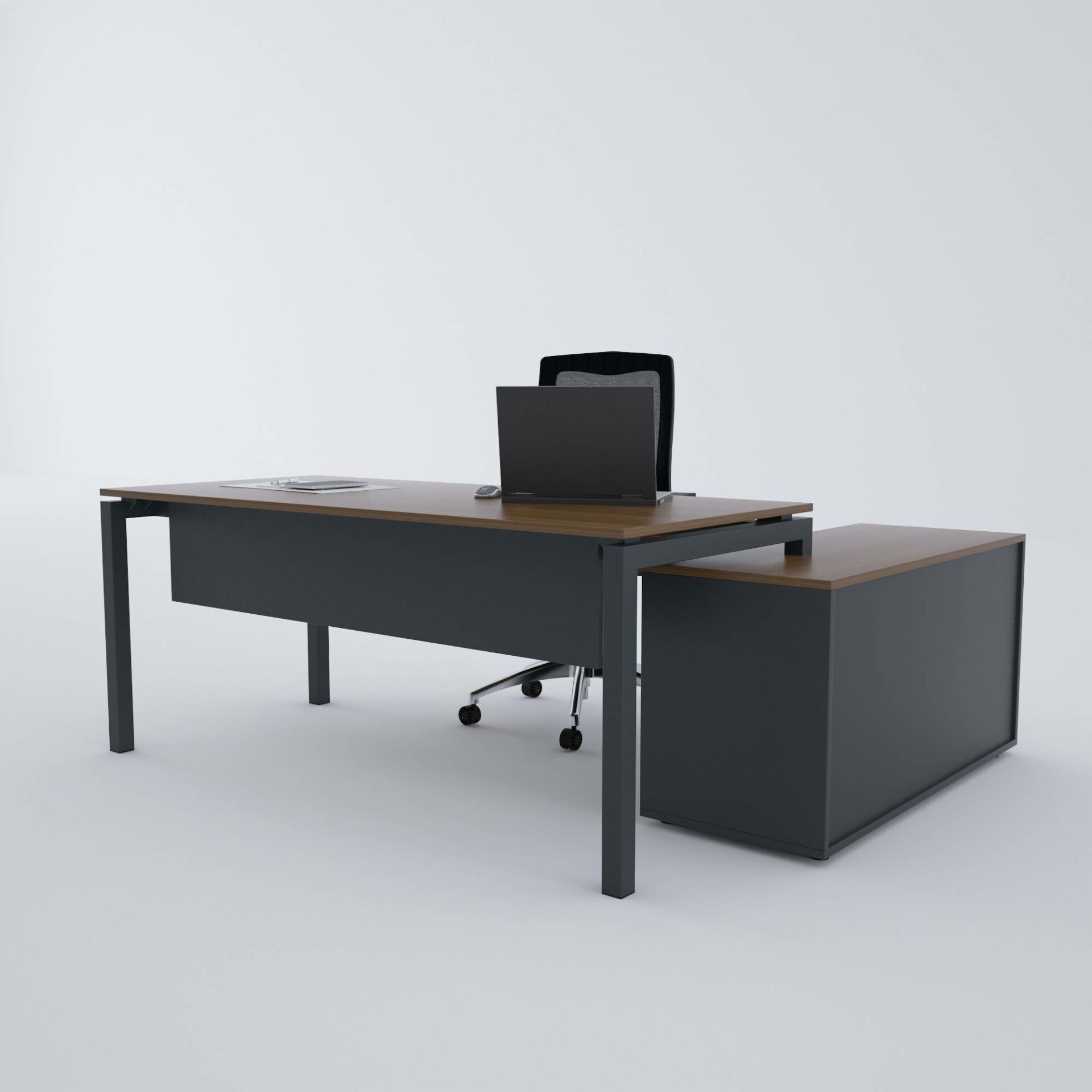 Cube-40 120cm Alt Etajerli Çalışma Masası-Ceviz