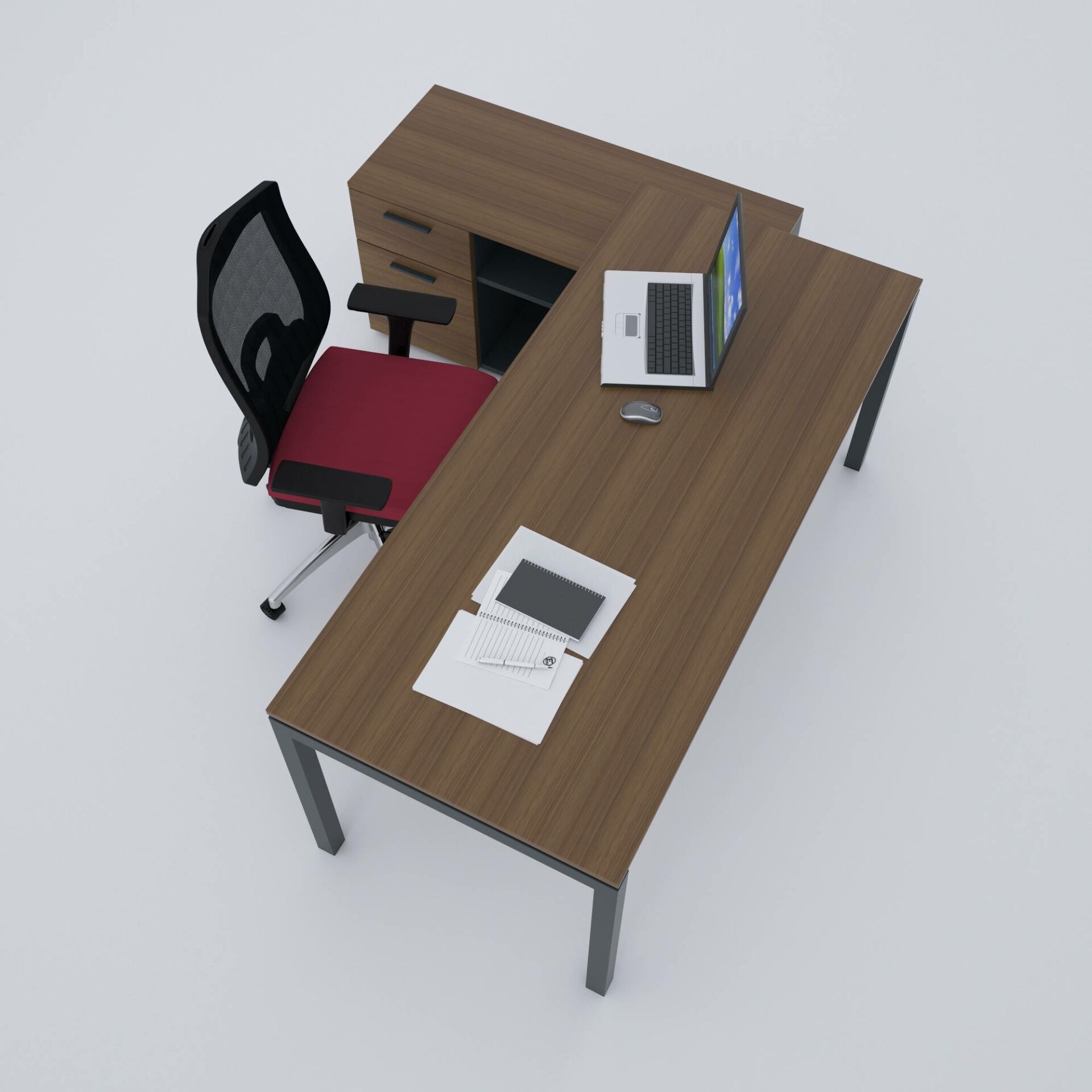 Cube-40 120cm Alt Etajerli Çalışma Masası-Ceviz