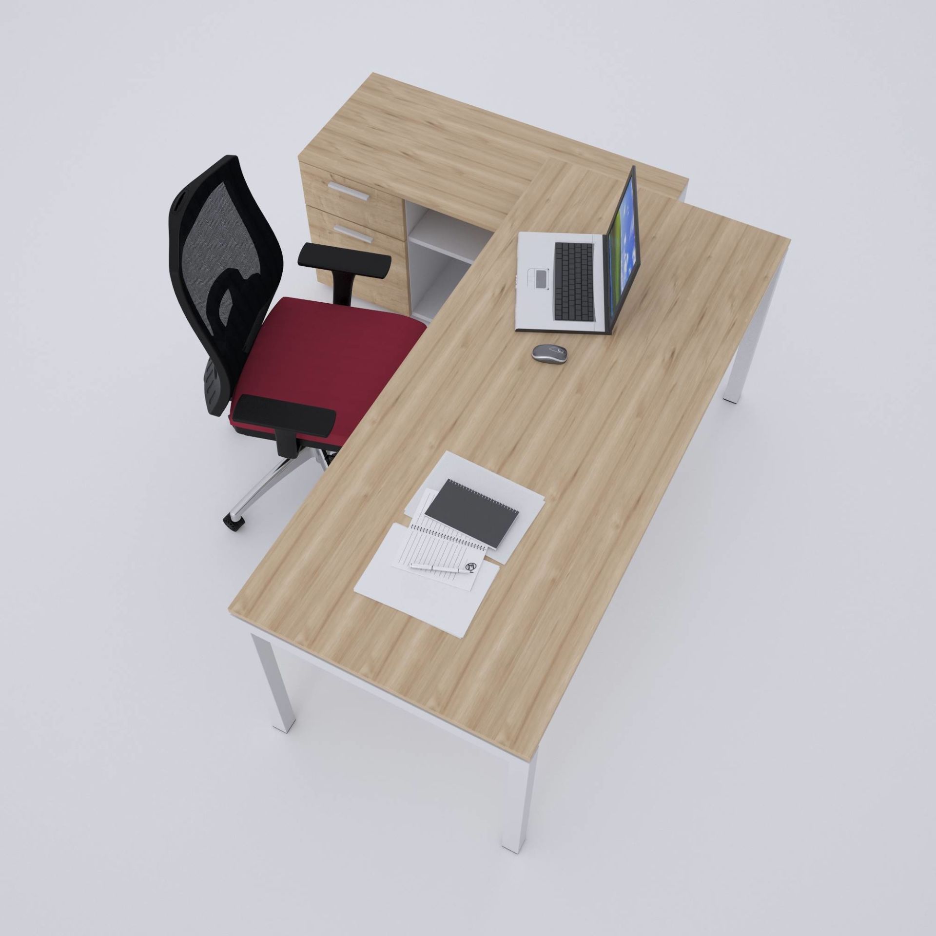 Cube-40 120cm Alt Etajerli Çalışma Masası-Meşe
