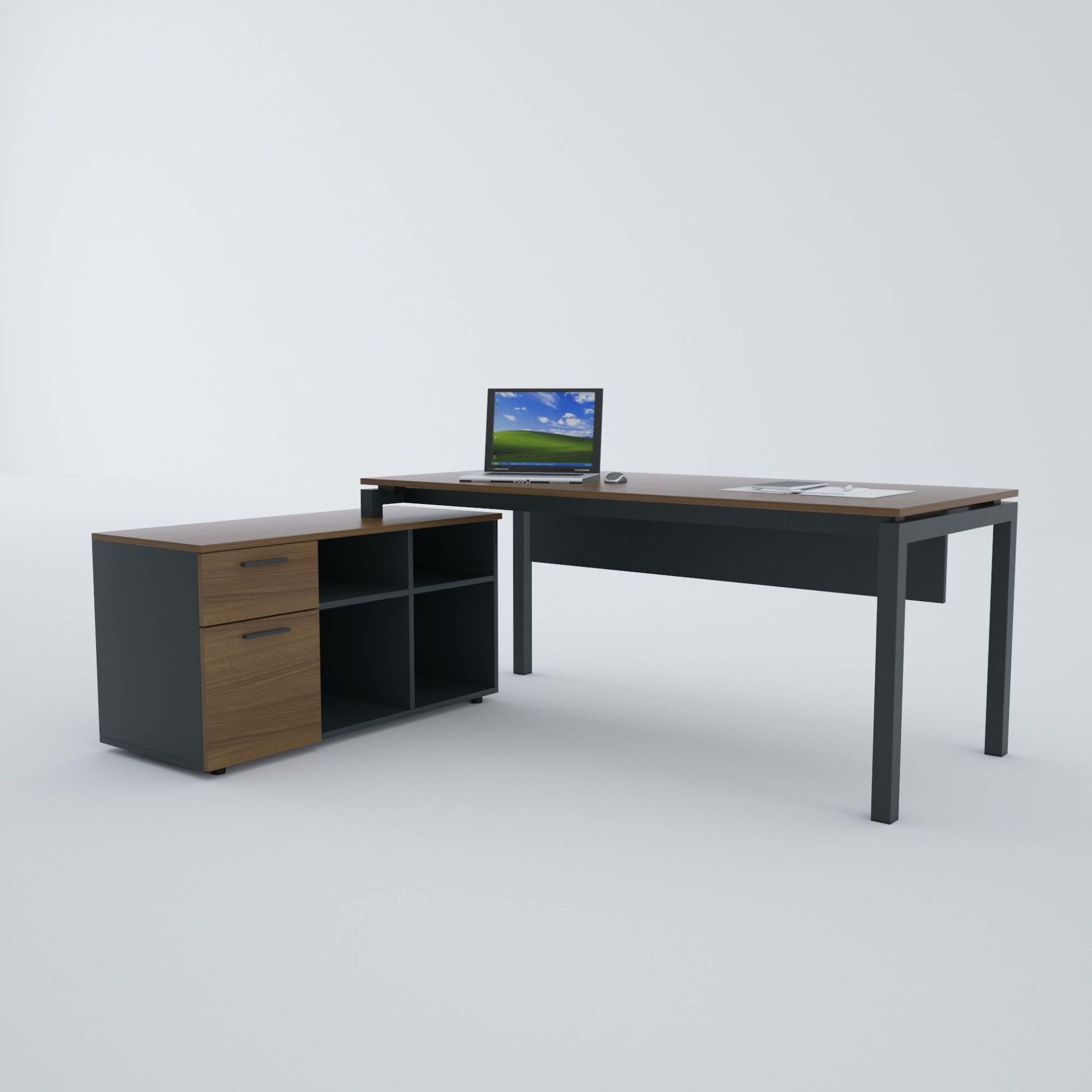 Cube-40 120cm Alt Etajerli Çalışma Masası-Ceviz