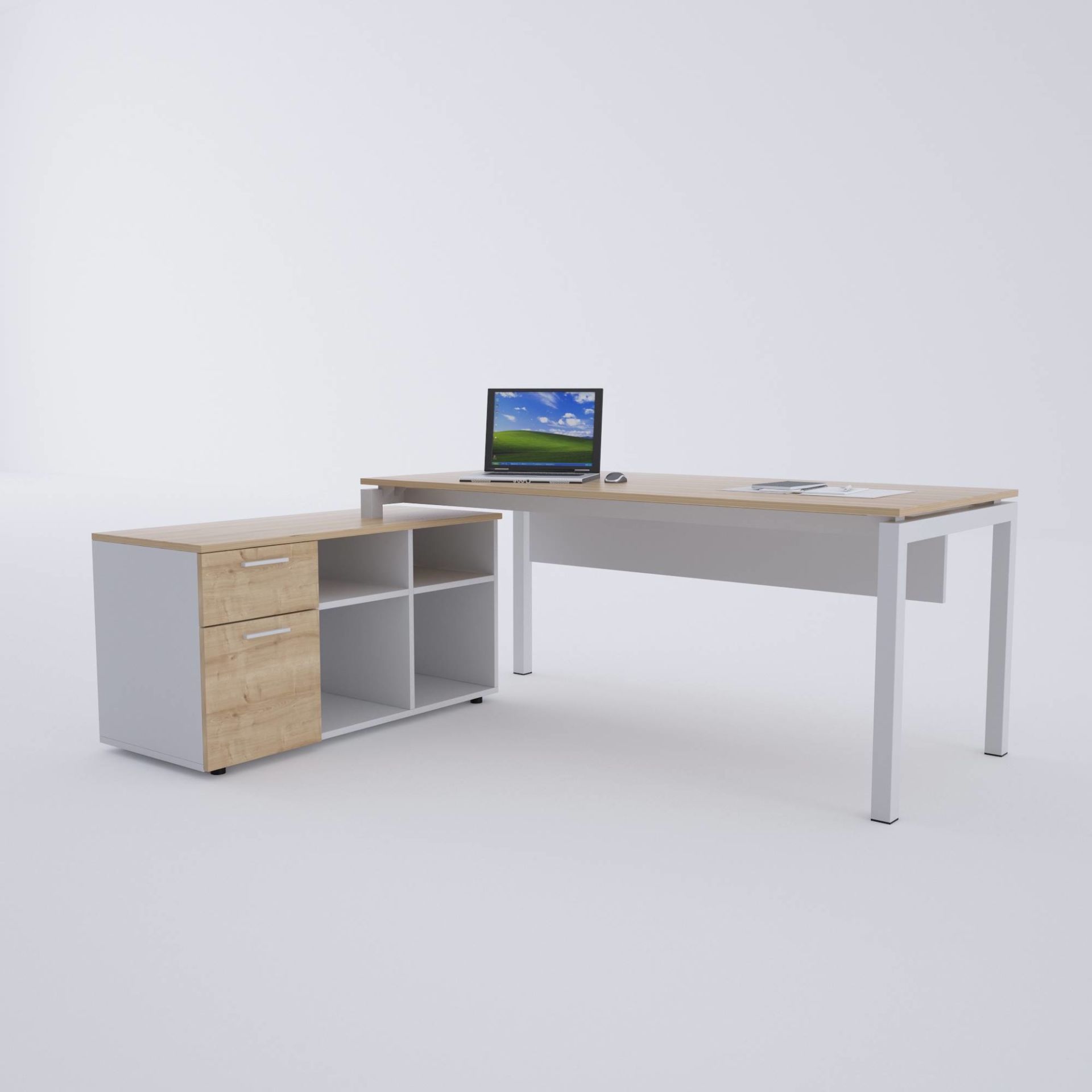 Cube-40 120cm Alt Etajerli Çalışma Masası-Meşe