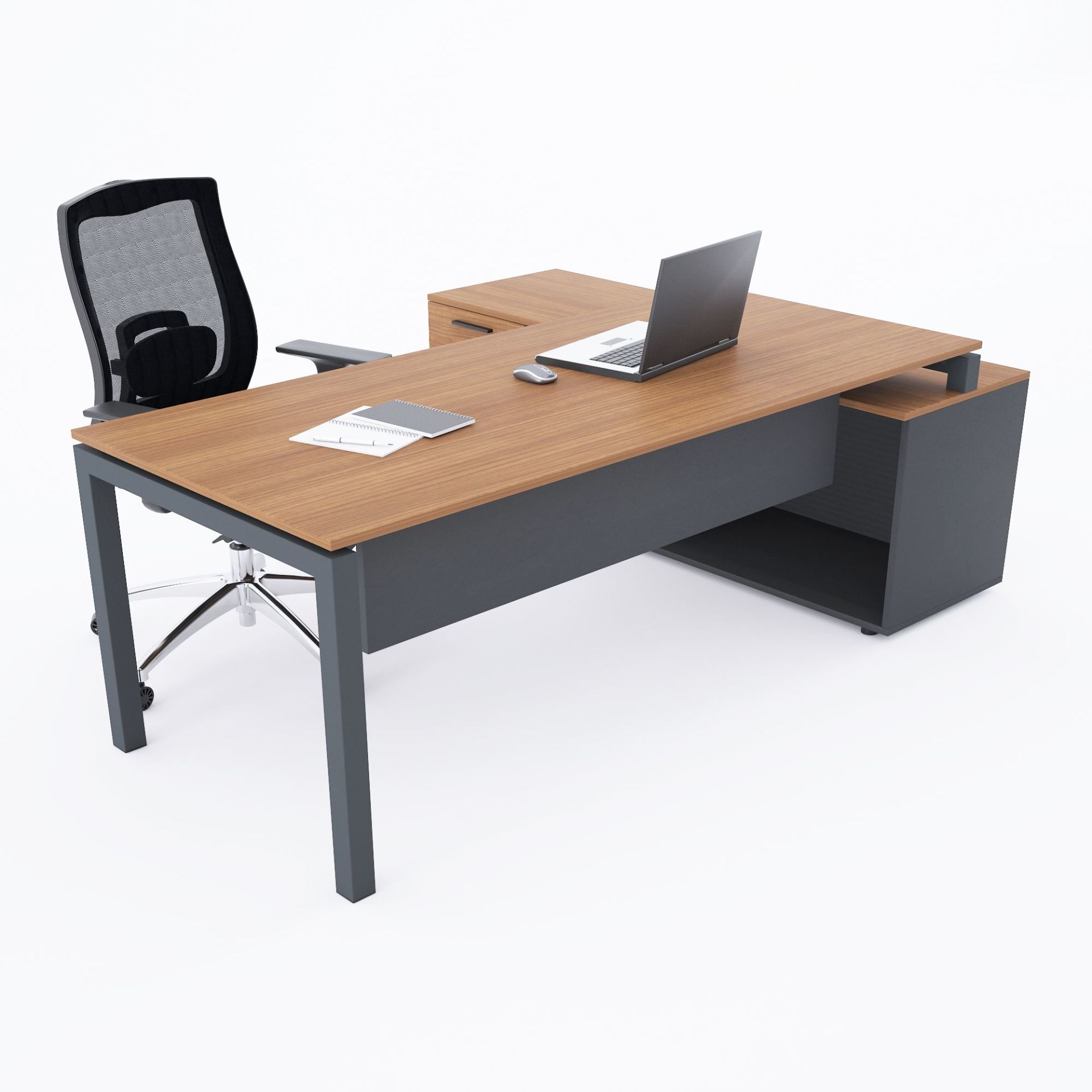 Cube-40 160cm Alt Etajerli Çalışma Masası-Ceviz+antrasit