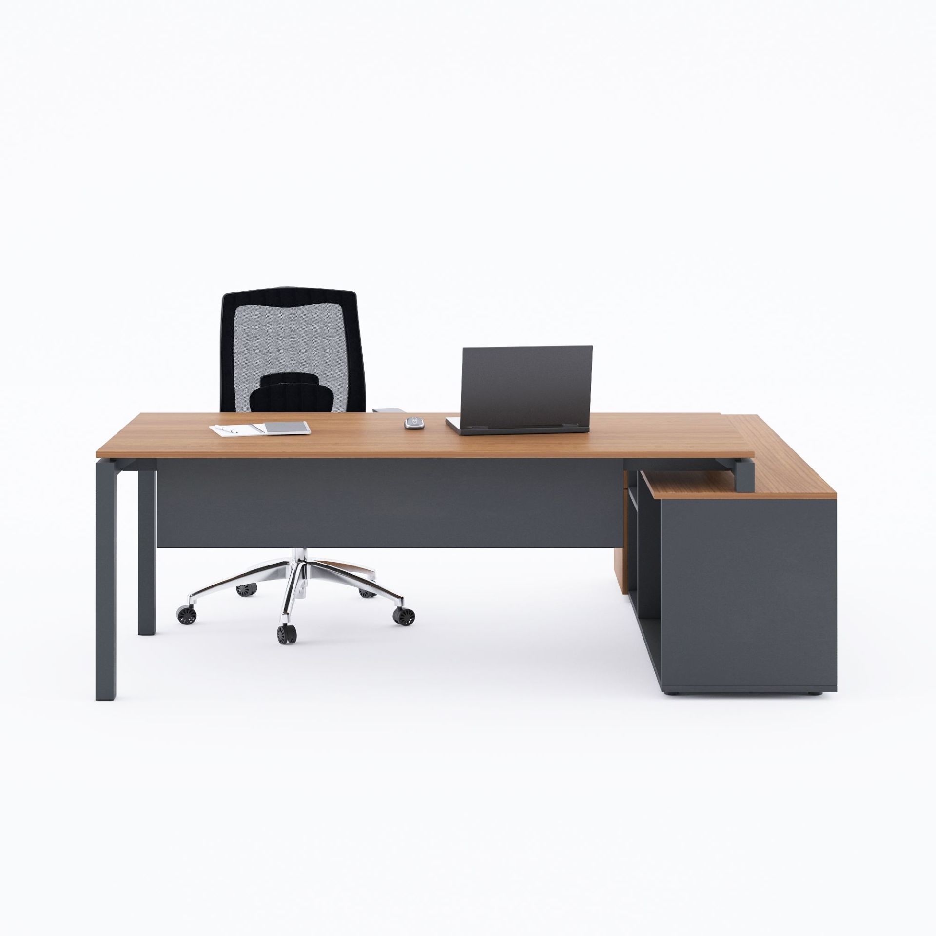 Cube-40 160cm Alt Etajerli Çalışma Masası-Ceviz+antrasit