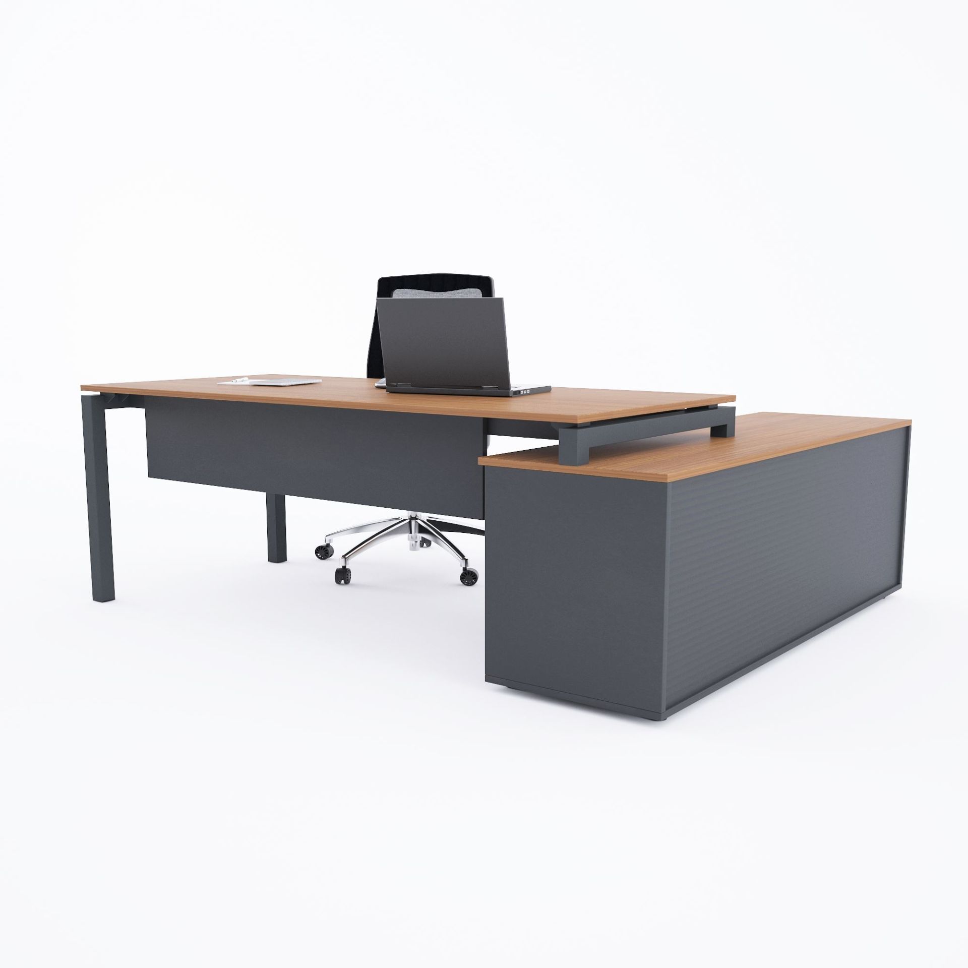 Cube-40 160cm Alt Etajerli Çalışma Masası-Ceviz+antrasit