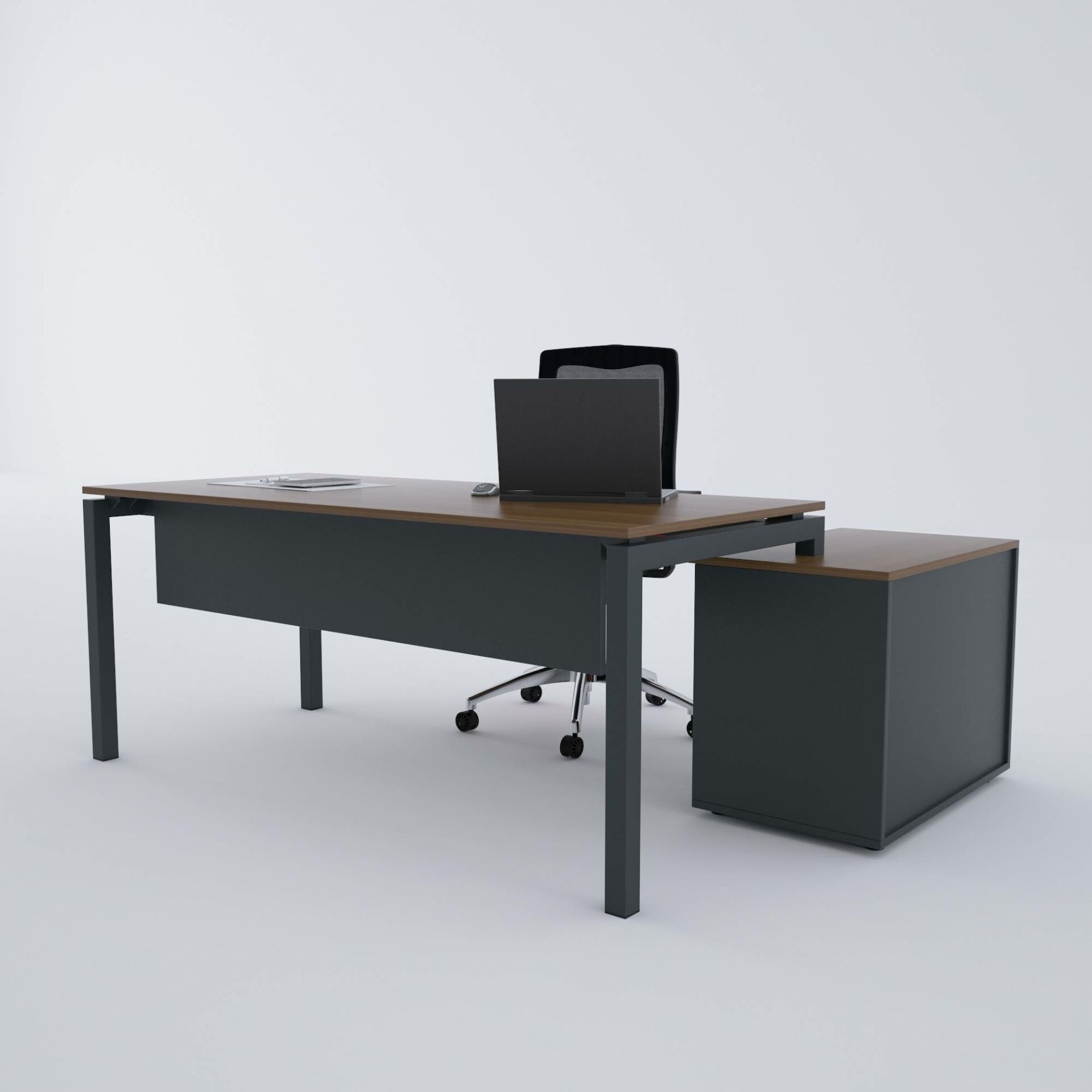 Cube-40 80cm Alt Etajerli Çalışma Masası-Ceviz