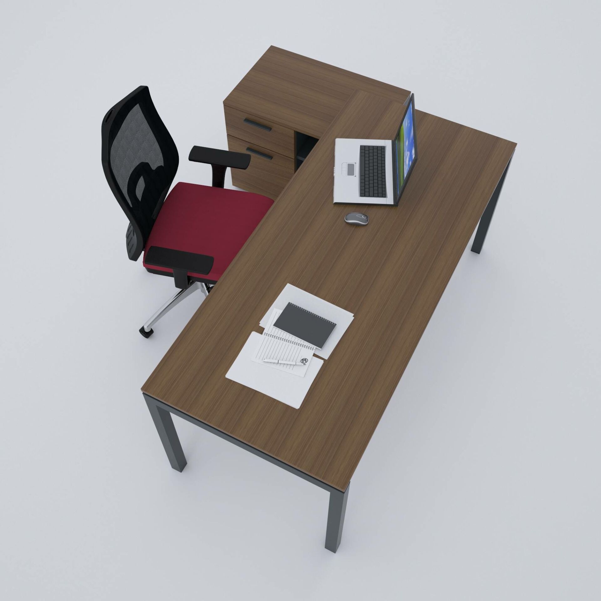 Cube-40 80cm Alt Etajerli Çalışma Masası-Ceviz