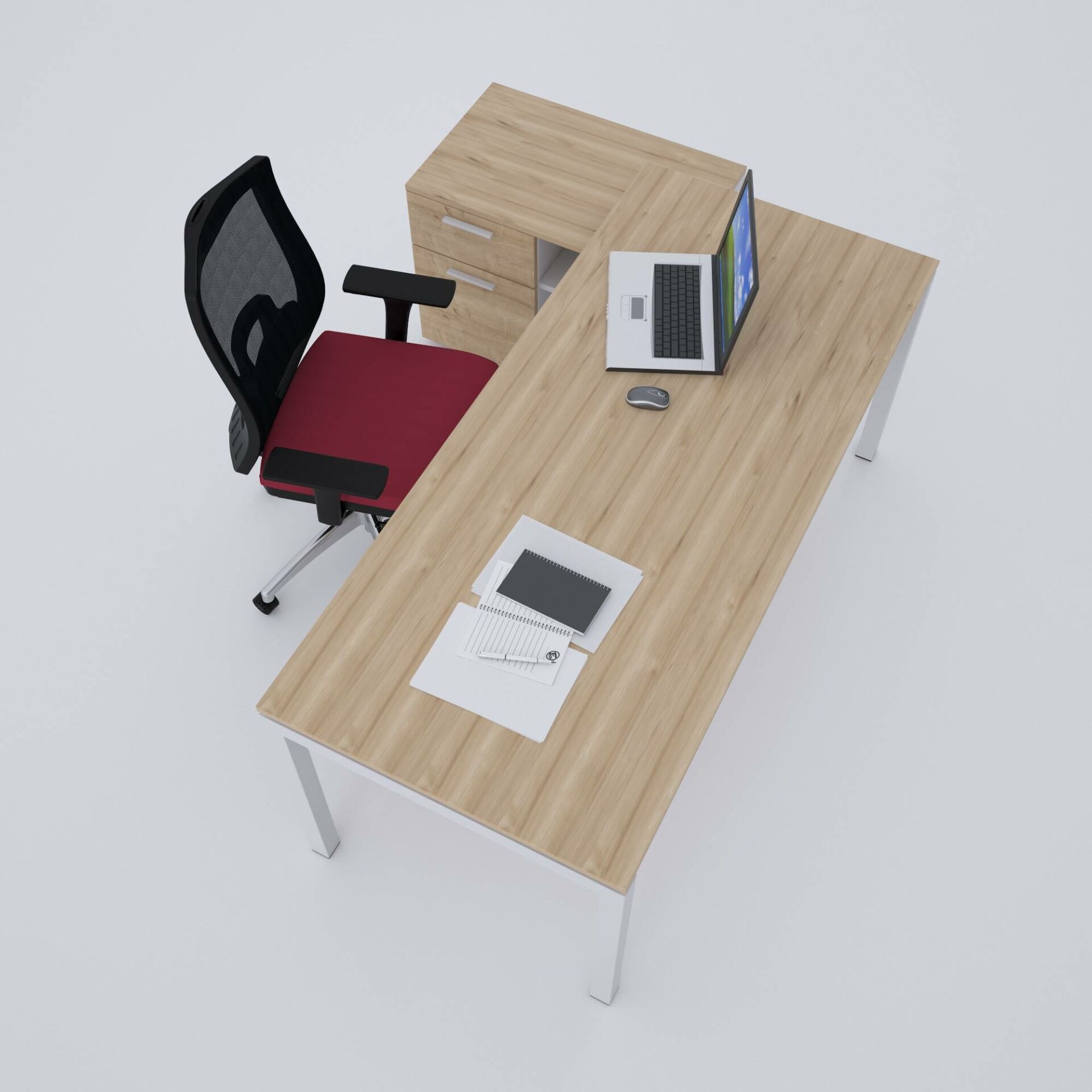 Cube-40 80cm Alt Etajerli Çalışma Masası-Meşe