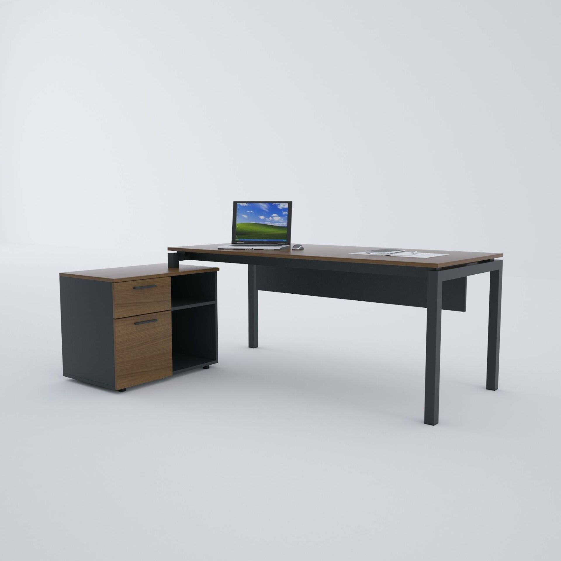 Cube-40 80cm Alt Etajerli Çalışma Masası-Ceviz