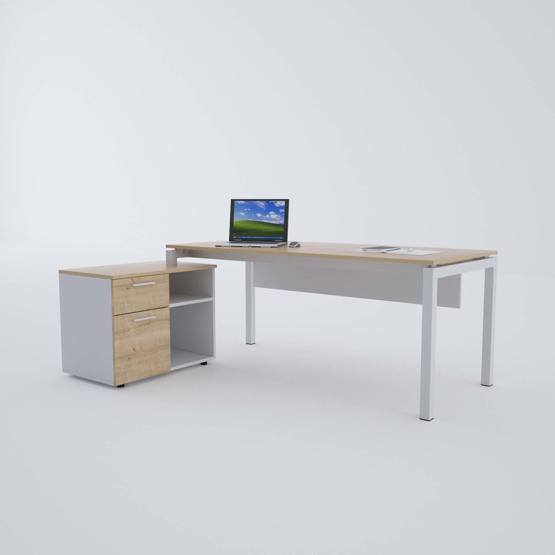 Cube-40 80cm Alt Etajerli Çalışma Masası-Meşe