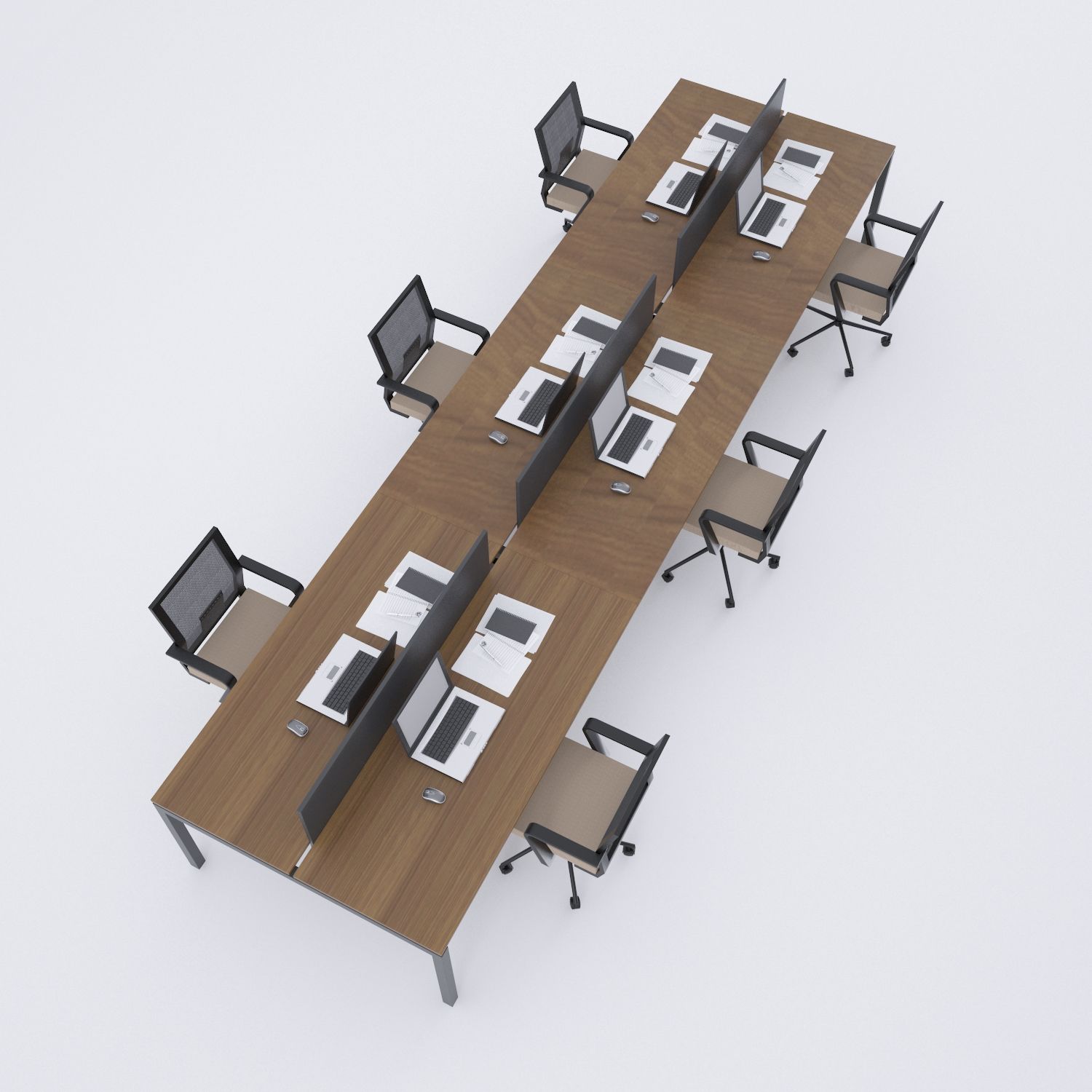 Cube 40 Altılı Çalışma Masası-Ceviz