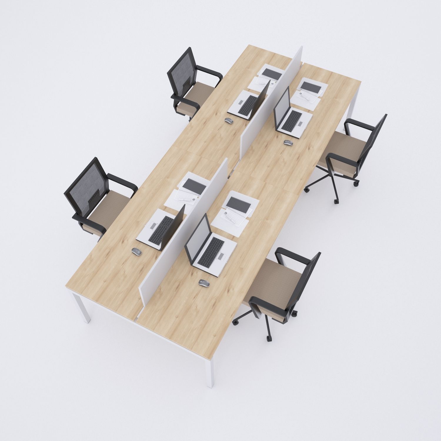 Cube 40 Dörtlü Çalışma Masası-Meşe
