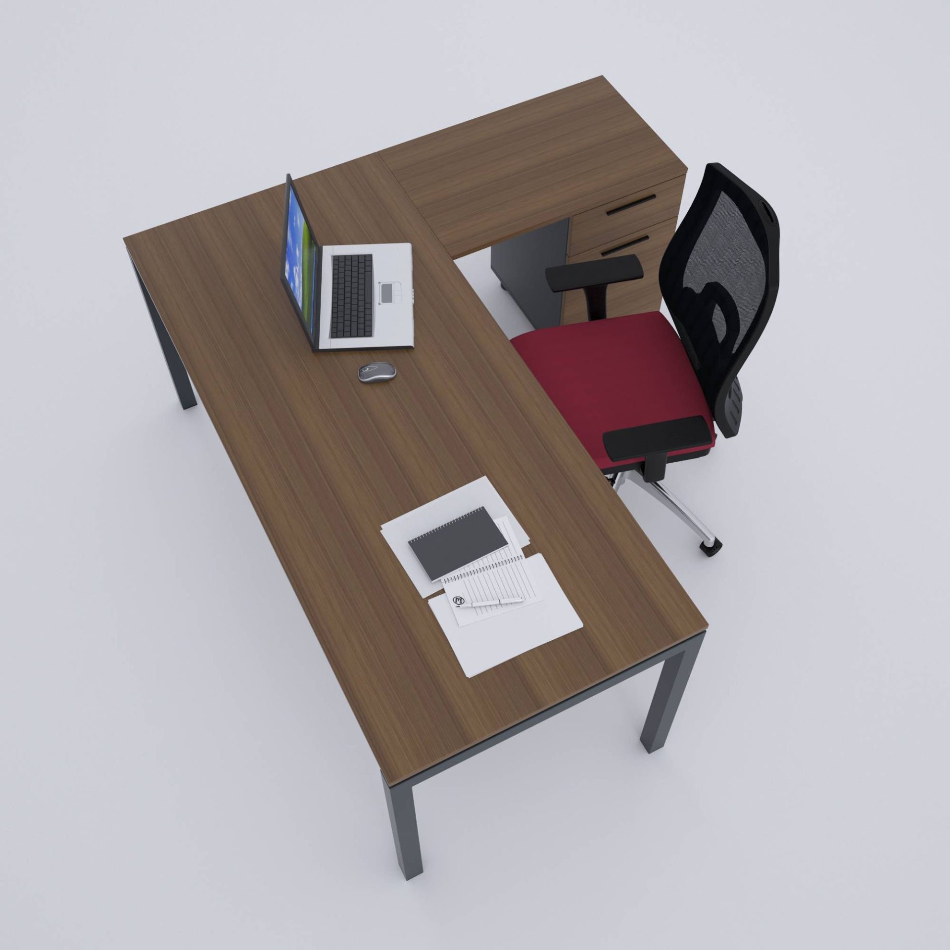 Cube-40 Keson Etajerli Çalışma Masası-Ceviz
