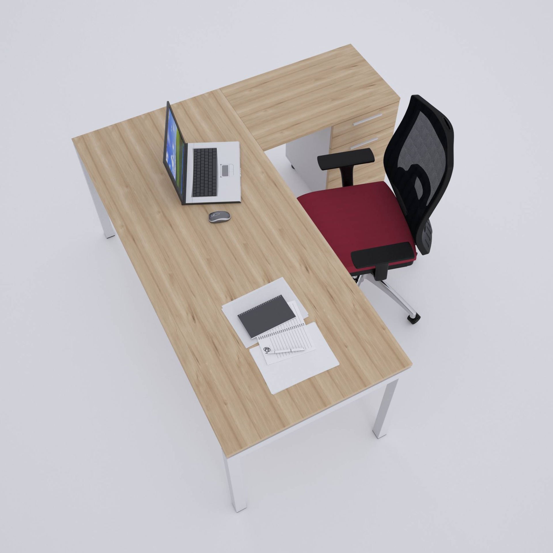 Cube-40 Keson Etajerli Çalışma Masası-Meşe