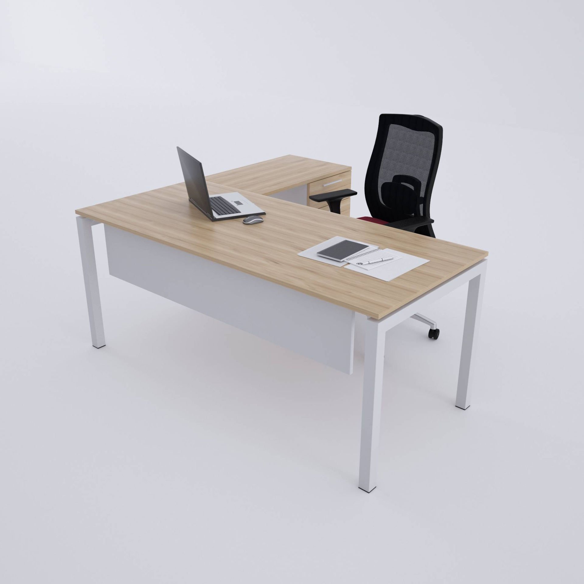 Cube-40 Keson Etajerli Çalışma Masası-Meşe