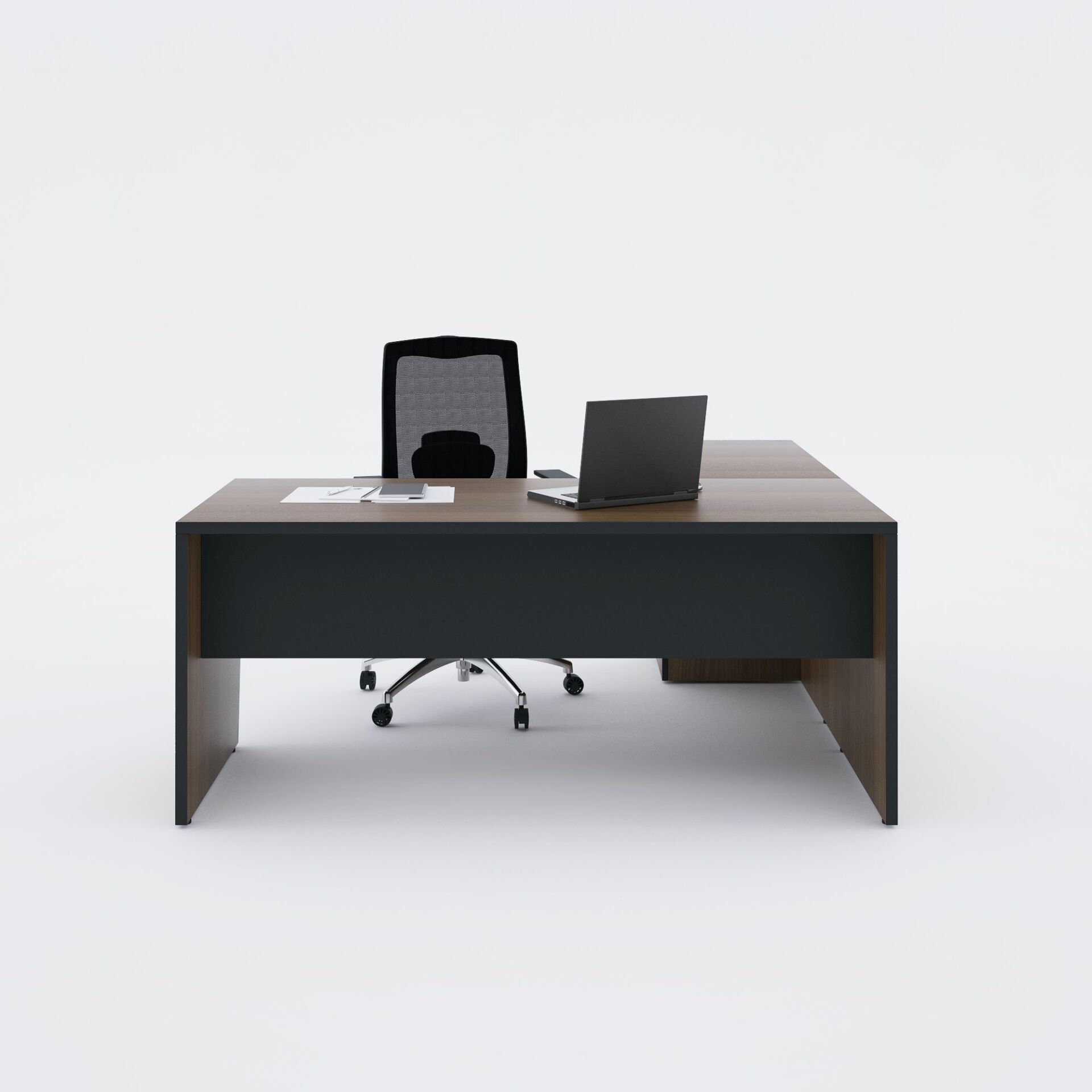 Panel Keson Etajerli Çalışma Masası-Ceviz