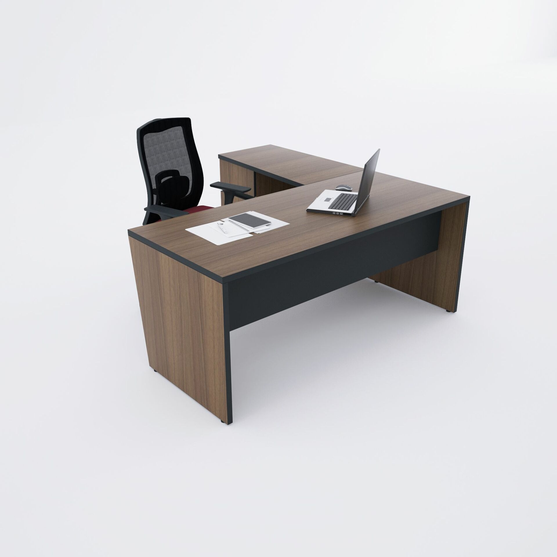 Panel Keson Etajerli Çalışma Masası-Ceviz