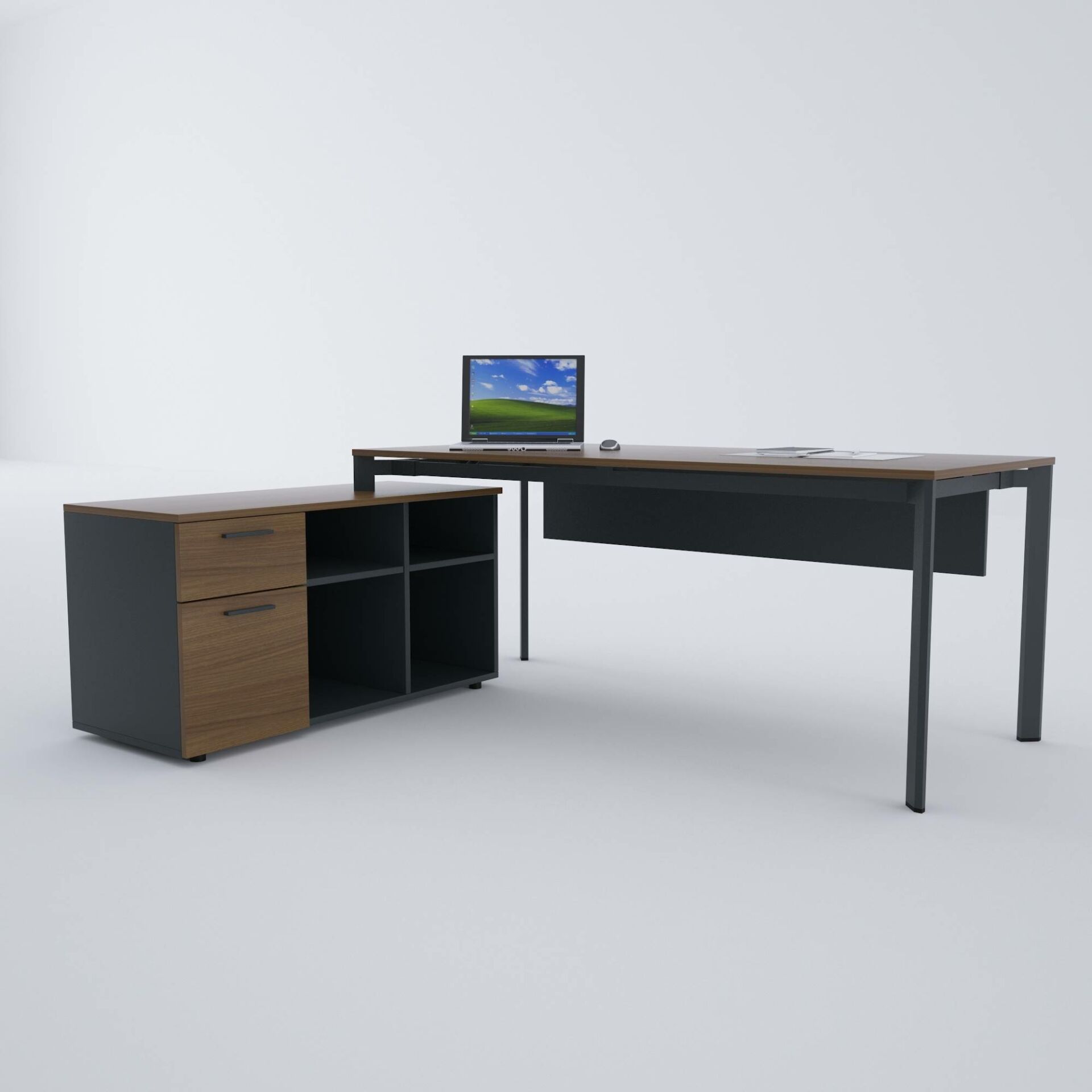 Five 120 cm Alt Etajerli Çalışma Masası-Ceviz