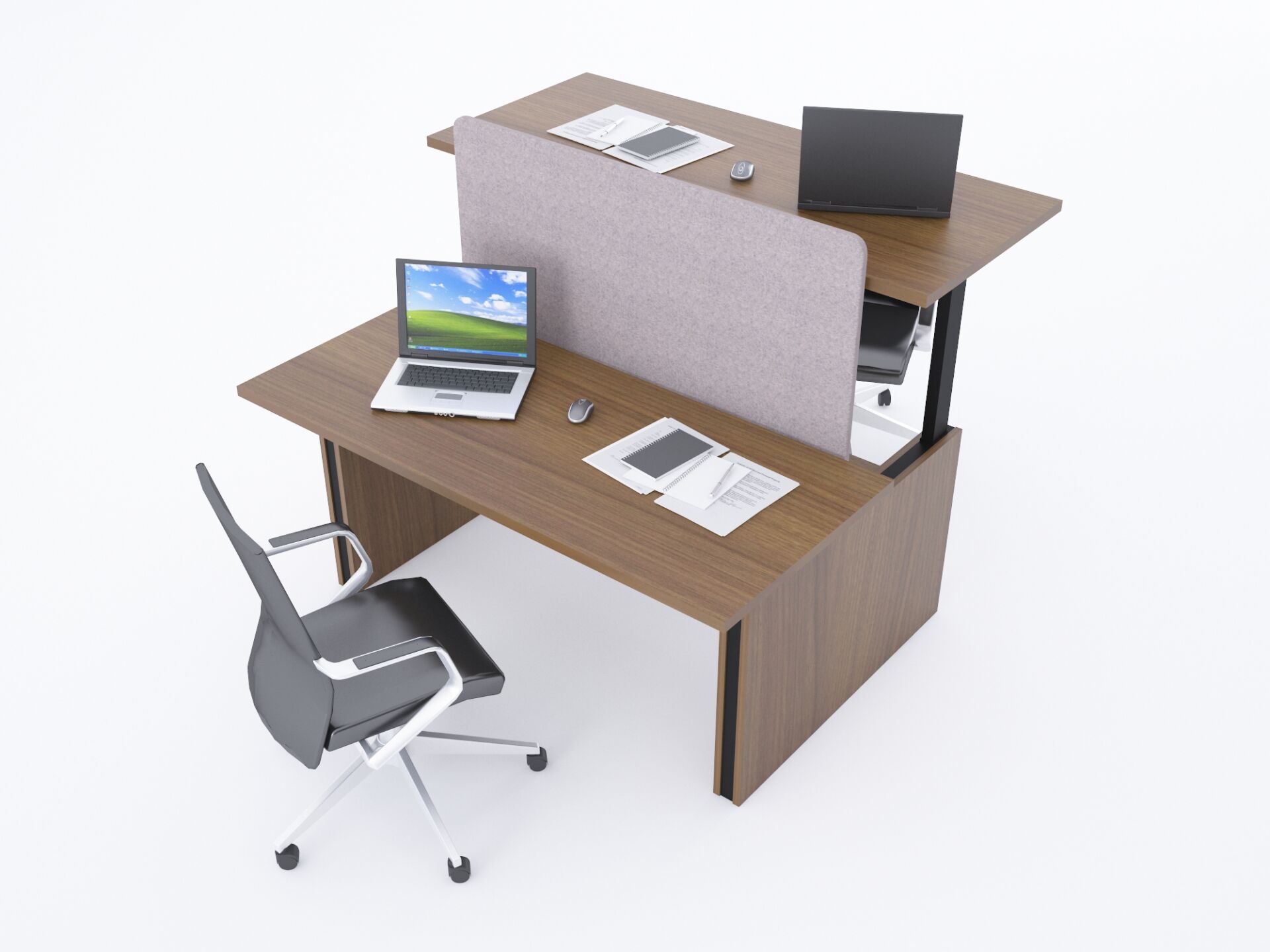ToHi Workstation Desk - Yükseklik Ayarlı İkili Masa-Ceviz