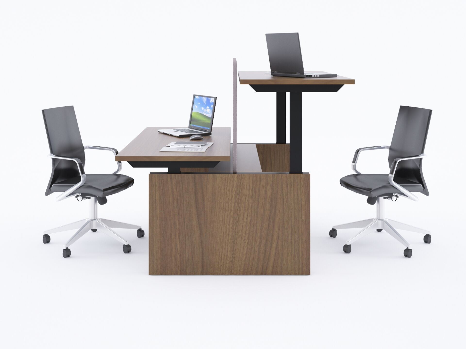 ToHi Workstation Desk - Yükseklik Ayarlı İkili Masa-Ceviz