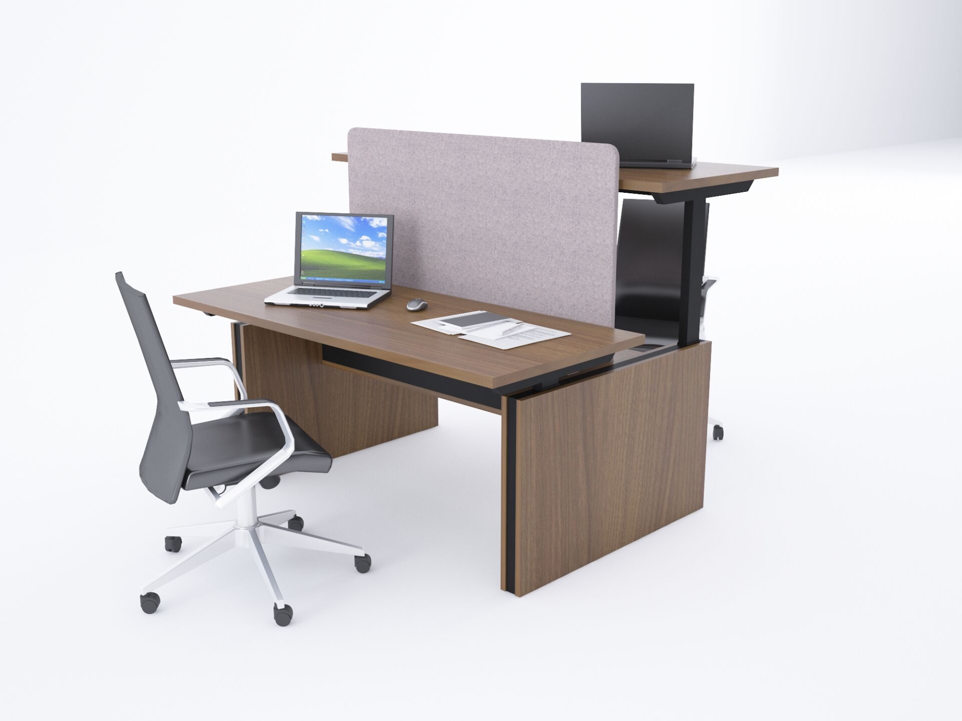 ToHi Workstation Desk - Yükseklik Ayarlı İkili Masa-Ceviz