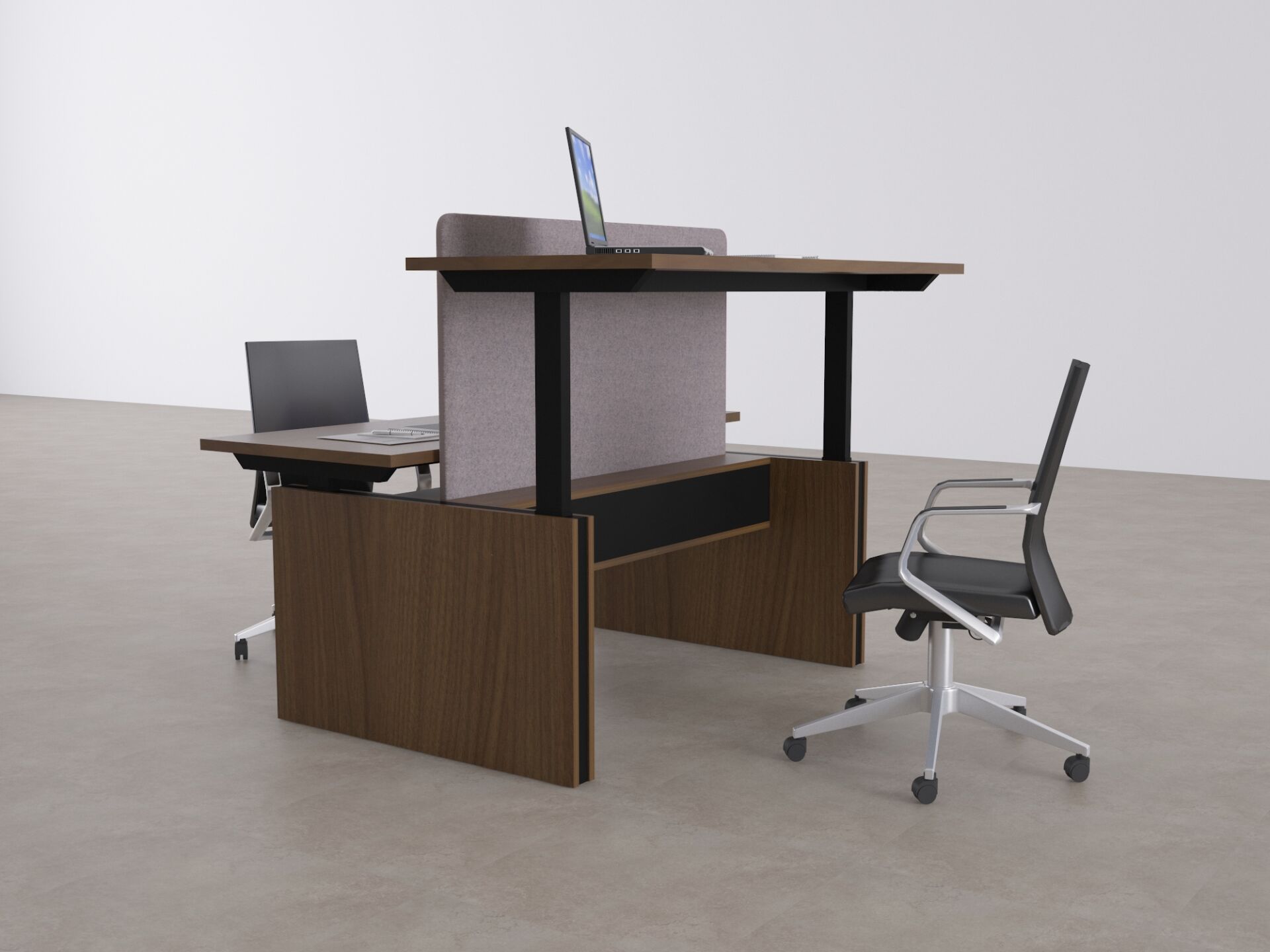 ToHi Workstation Desk - Yükseklik Ayarlı İkili Masa-Ceviz