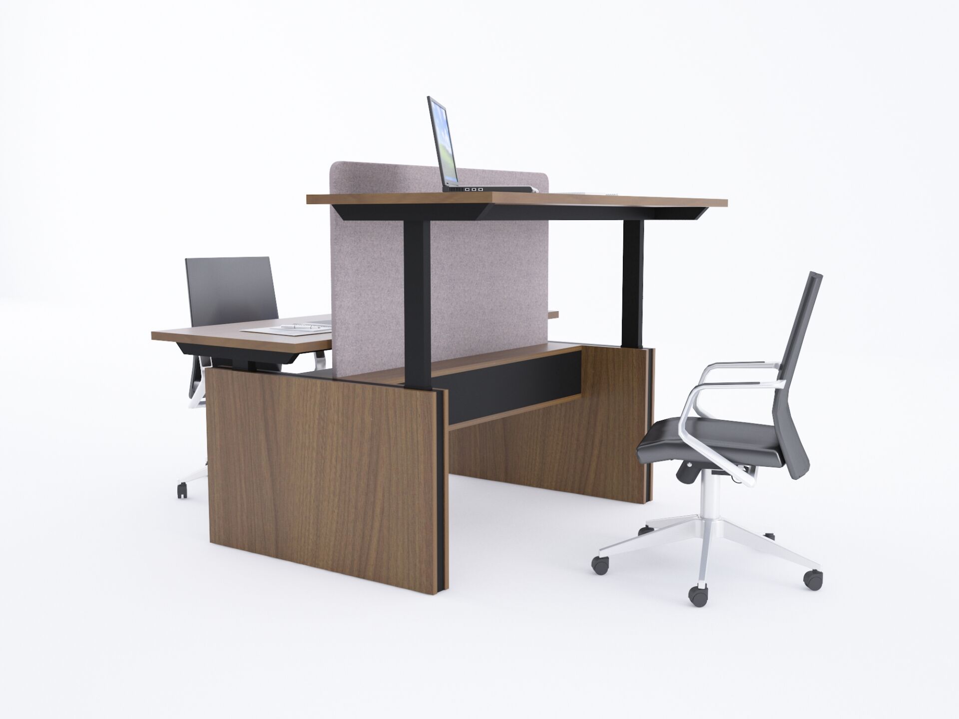 ToHi Workstation Desk - Yükseklik Ayarlı İkili Masa-Ceviz