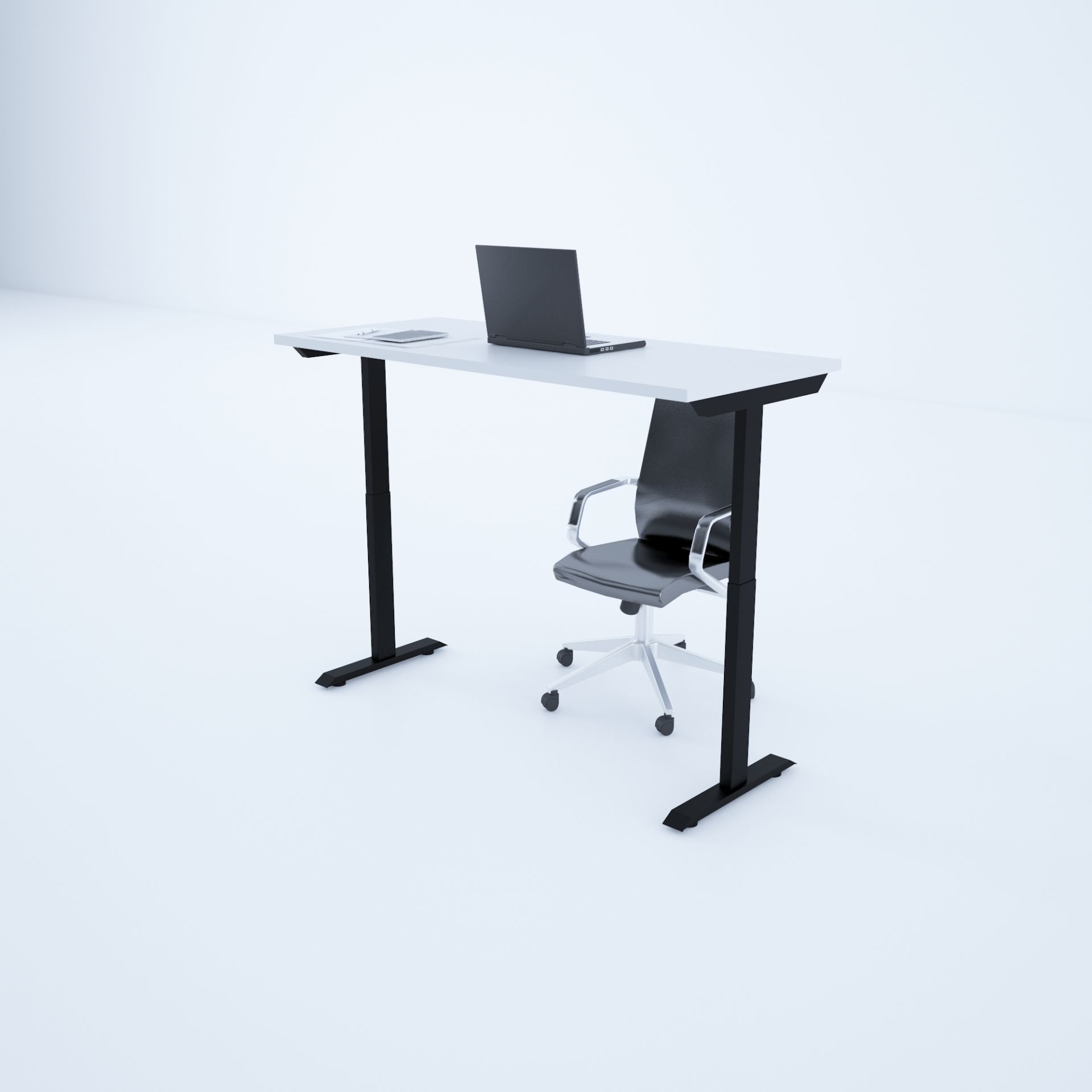 ToHi Desk - Yükseklik Ayarlı Masa-Beyaz+siyah