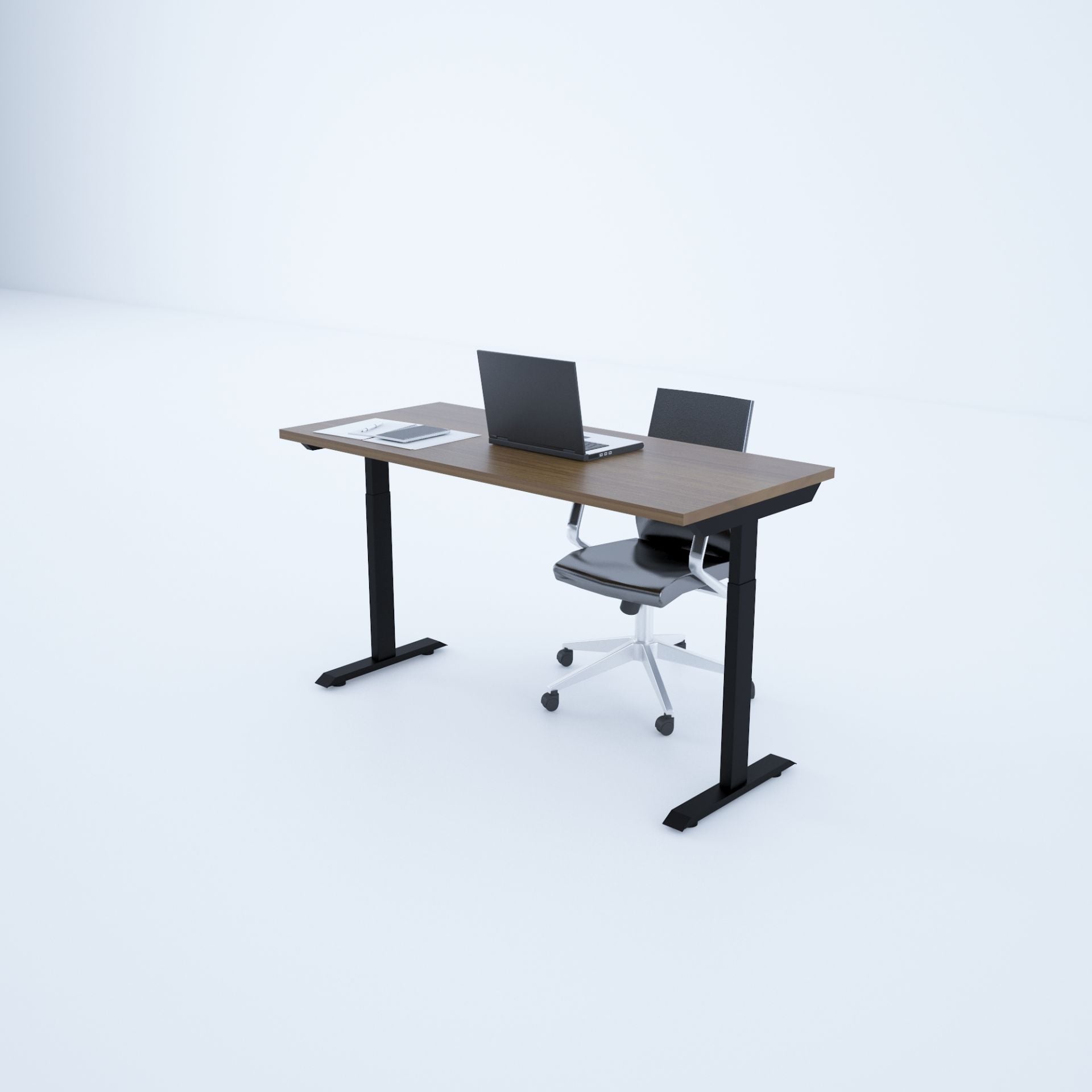 ToHi Desk - Yükseklik Ayarlı Masa-Ceviz+siyah