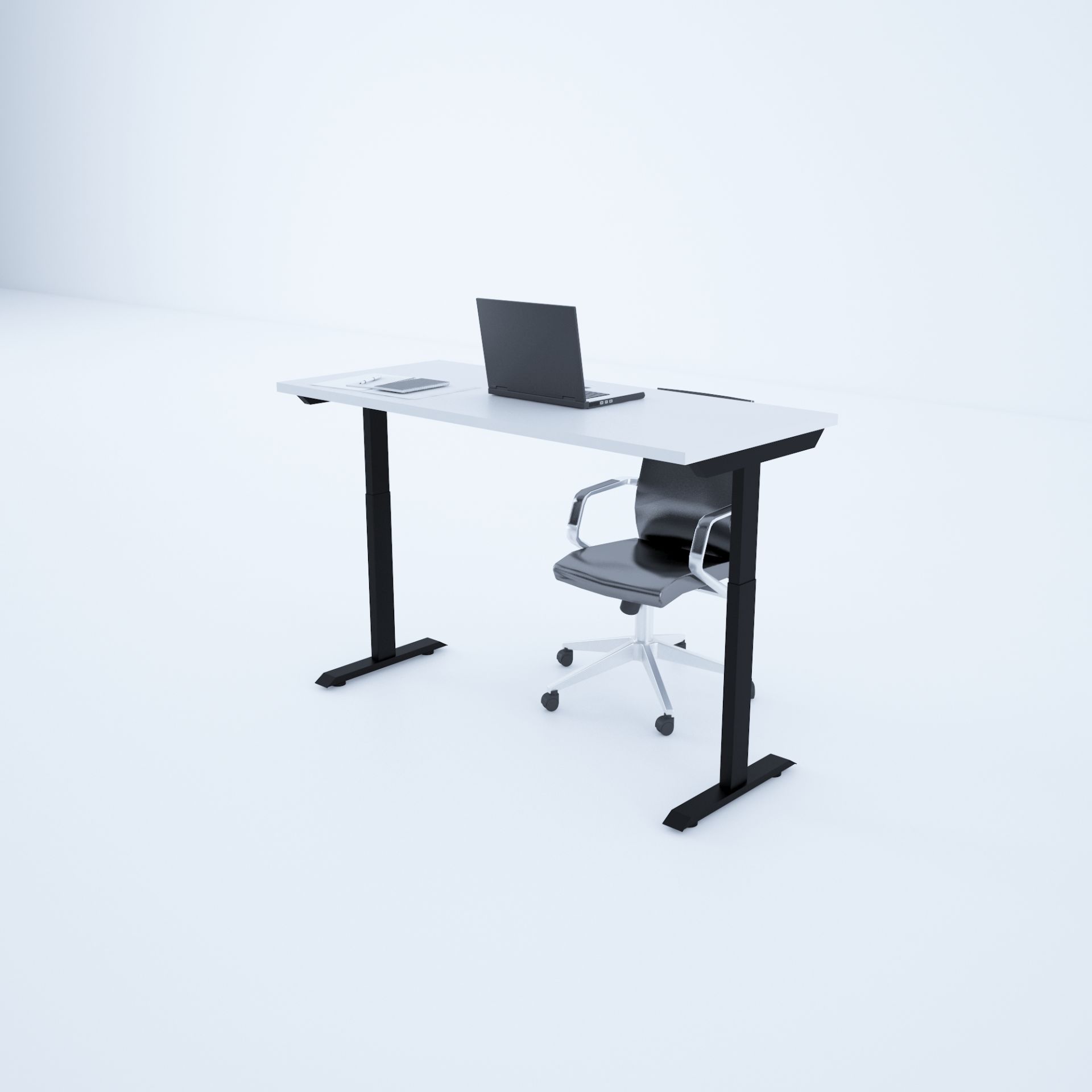 ToHi Desk - Yükseklik Ayarlı Masa-Beyaz+siyah