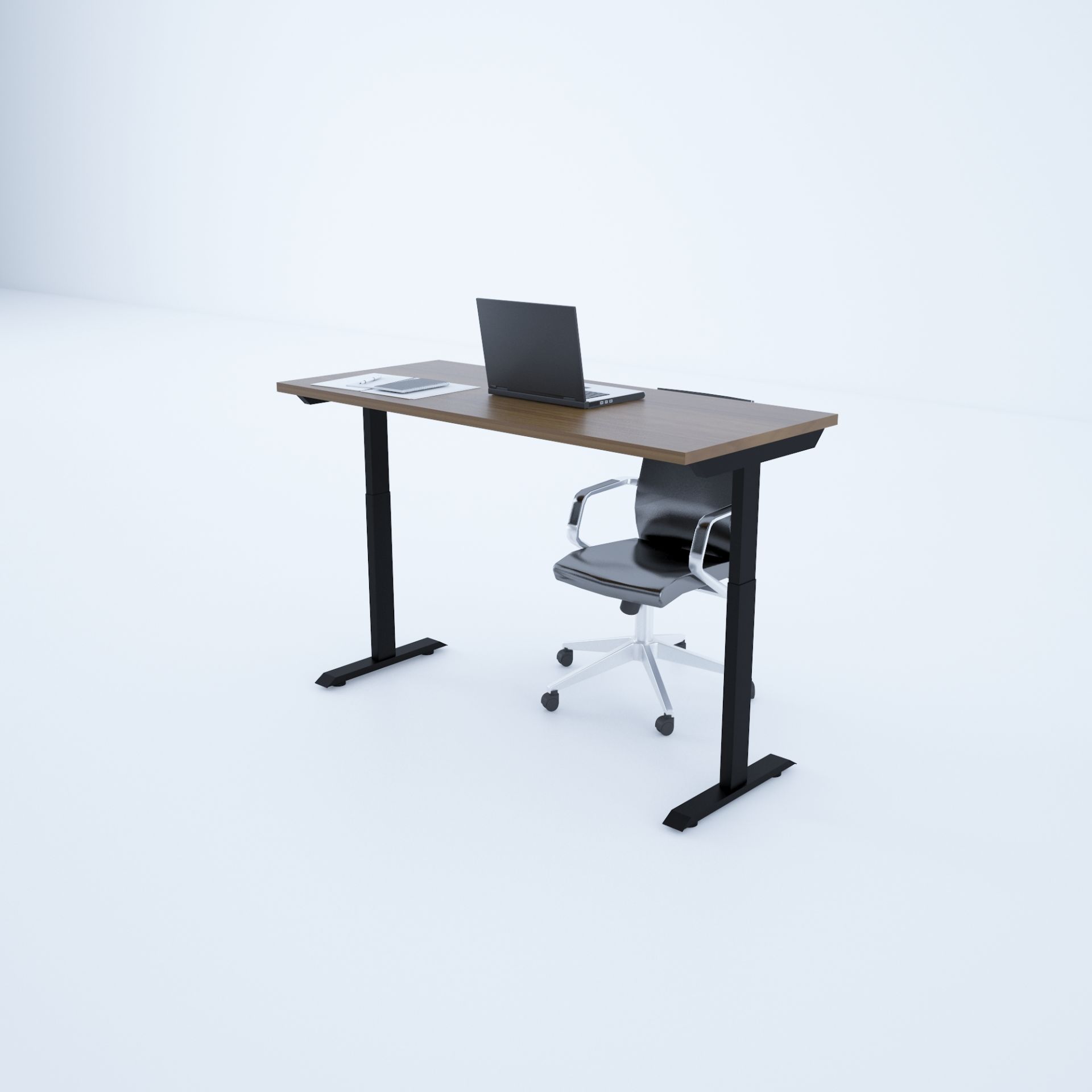 ToHi Desk - Yükseklik Ayarlı Masa-Ceviz+siyah