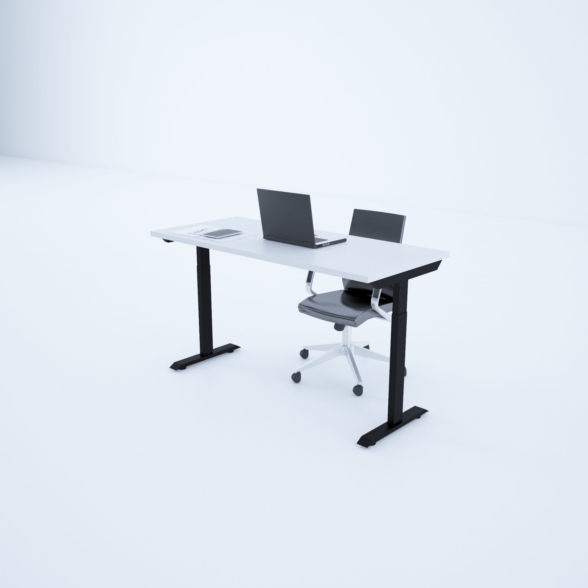 ToHi Desk - Yükseklik Ayarlı Masa-Beyaz+siyah