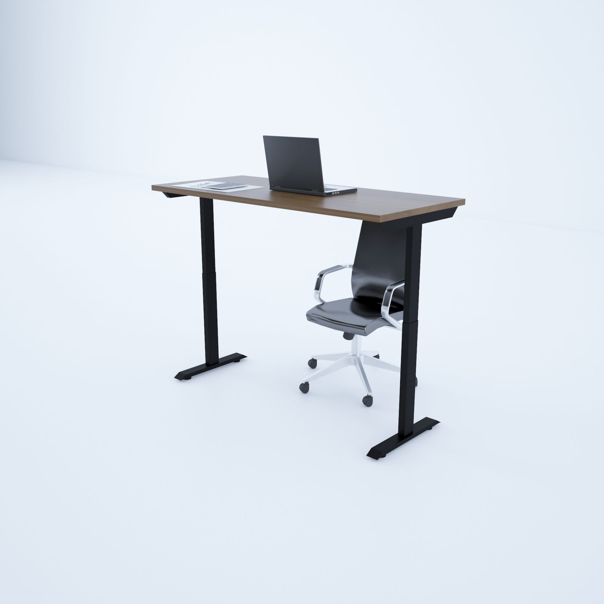 ToHi Desk - Yükseklik Ayarlı Masa-Ceviz+siyah