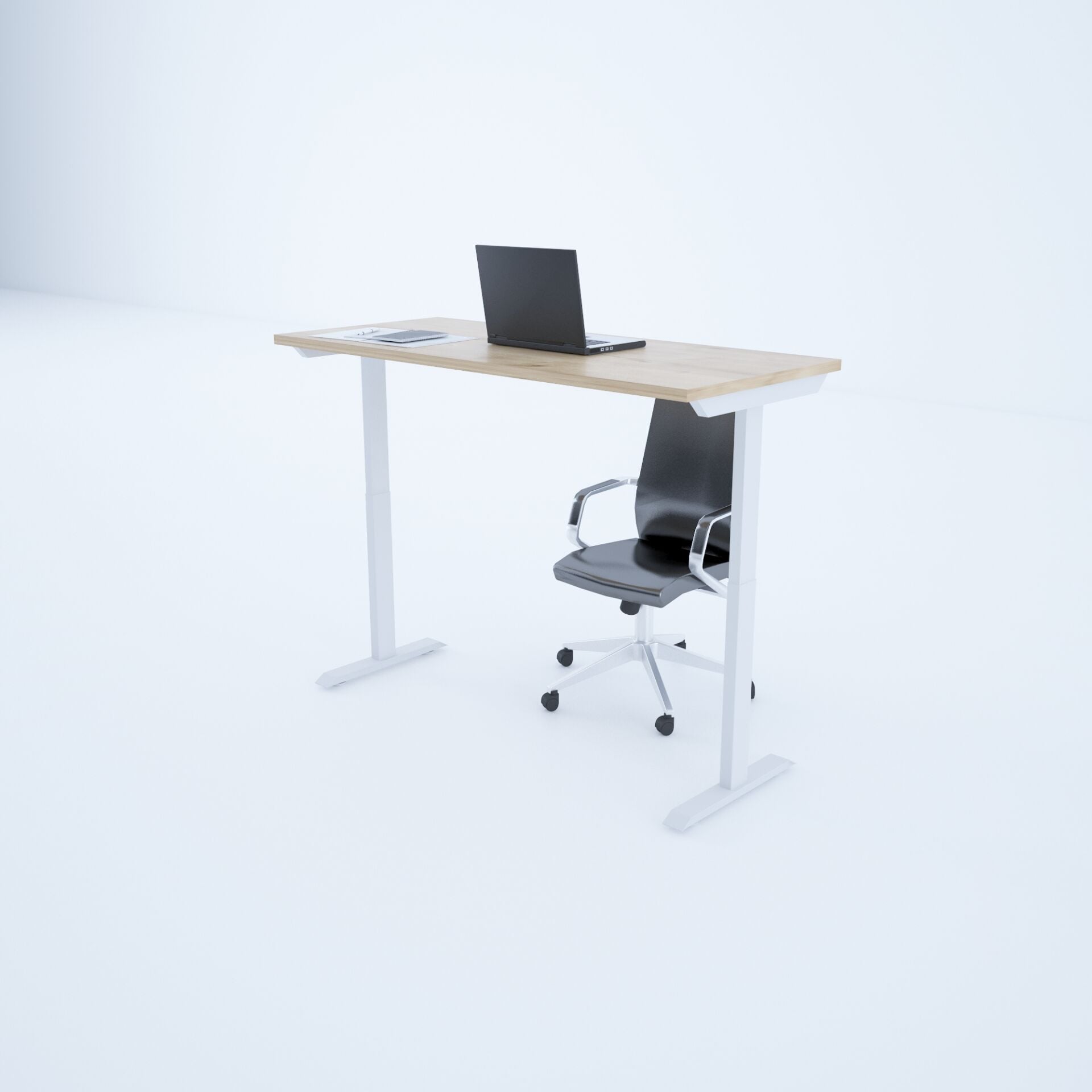 ToHi Desk - Yükseklik Ayarlı Masa-Meşe+beyaz