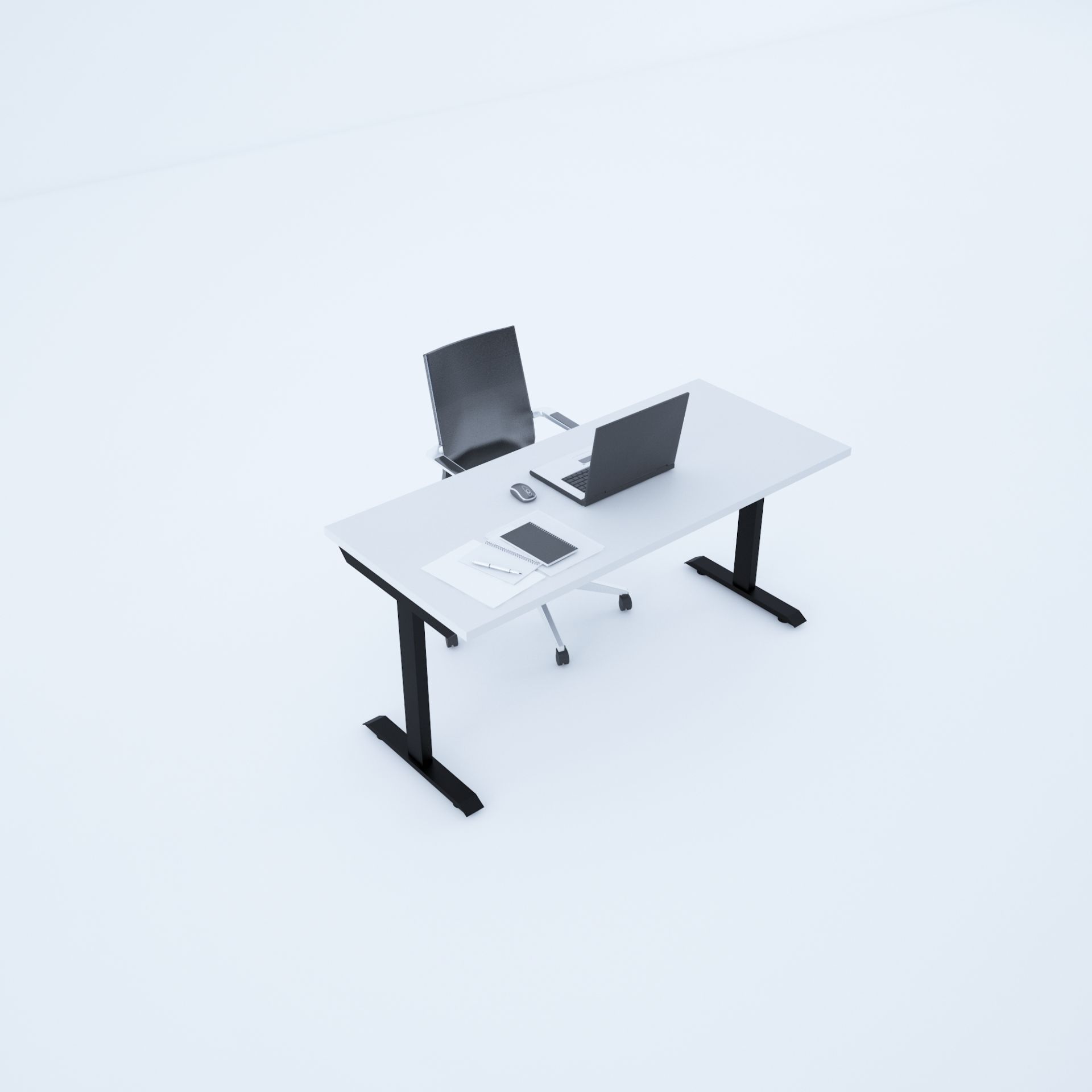 ToHi Desk - Yükseklik Ayarlı Masa-Beyaz+siyah