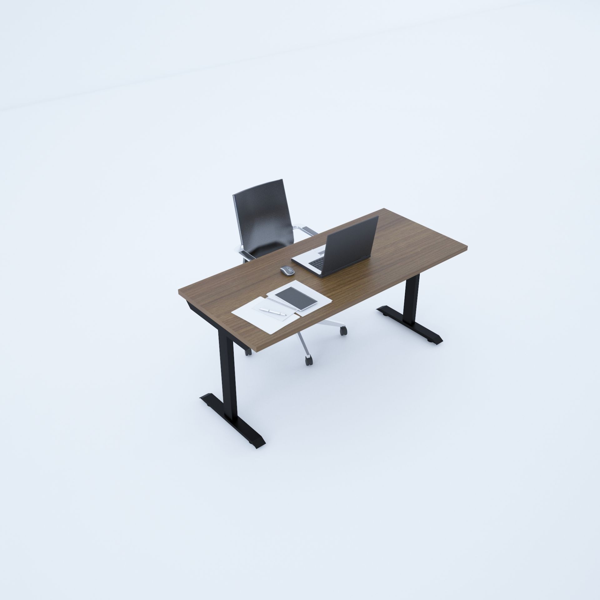 ToHi Desk - Yükseklik Ayarlı Masa-Ceviz+siyah