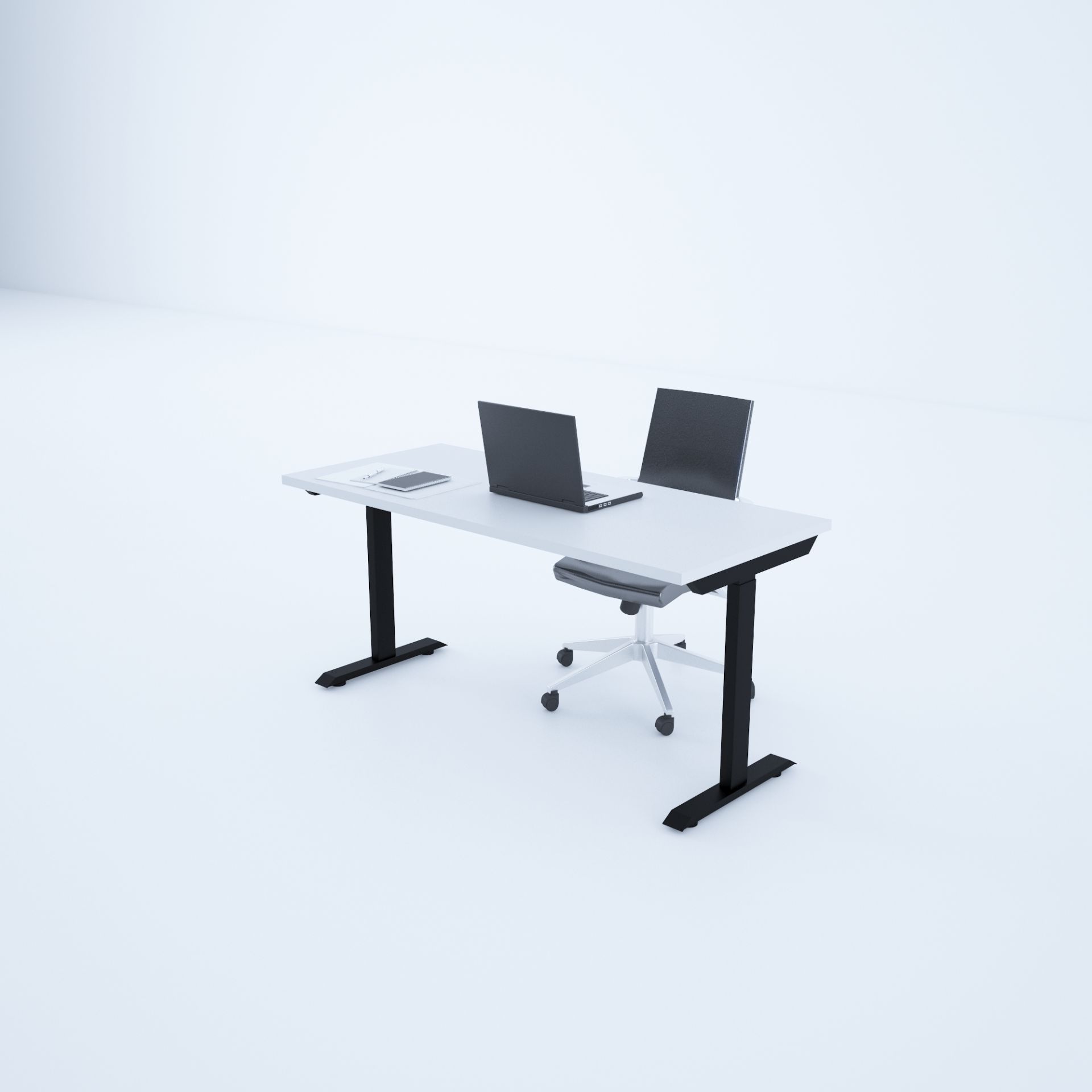 ToHi Desk - Yükseklik Ayarlı Masa-Beyaz+siyah