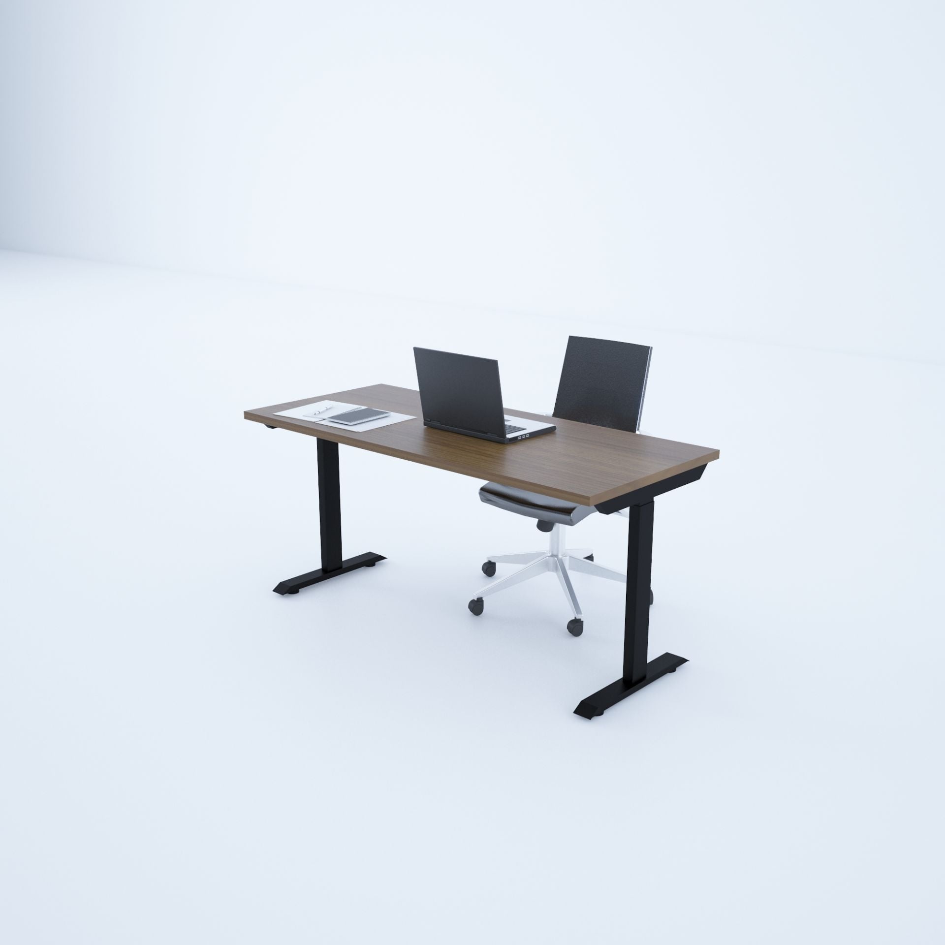 ToHi Desk - Yükseklik Ayarlı Masa-Ceviz+siyah