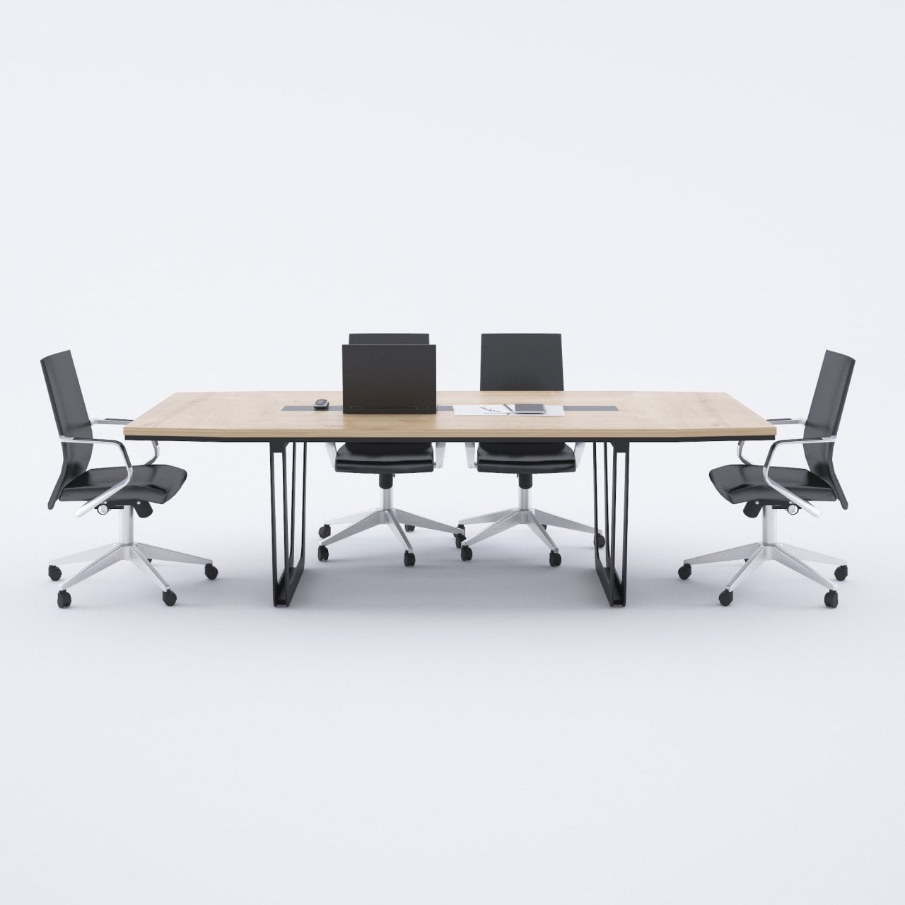 V-Form Toplantı Masası-Meşe+beyaz