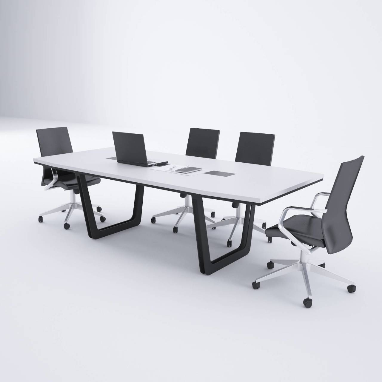 V-Form Toplantı Masası-Meşe+beyaz